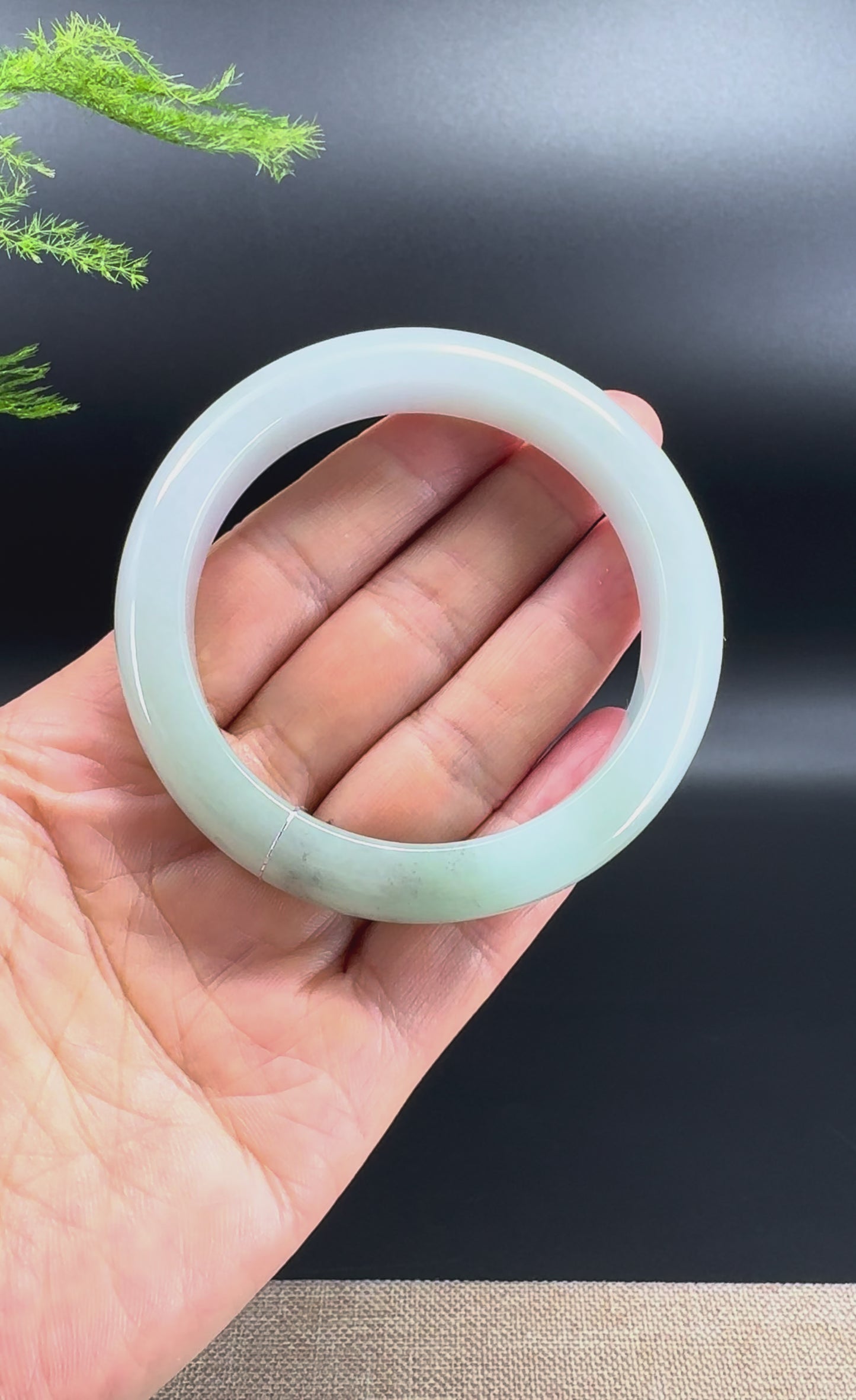 Genuine Burmese Light Wuji Green Jadeite Jade Bangle Bracelet (57.4mm)