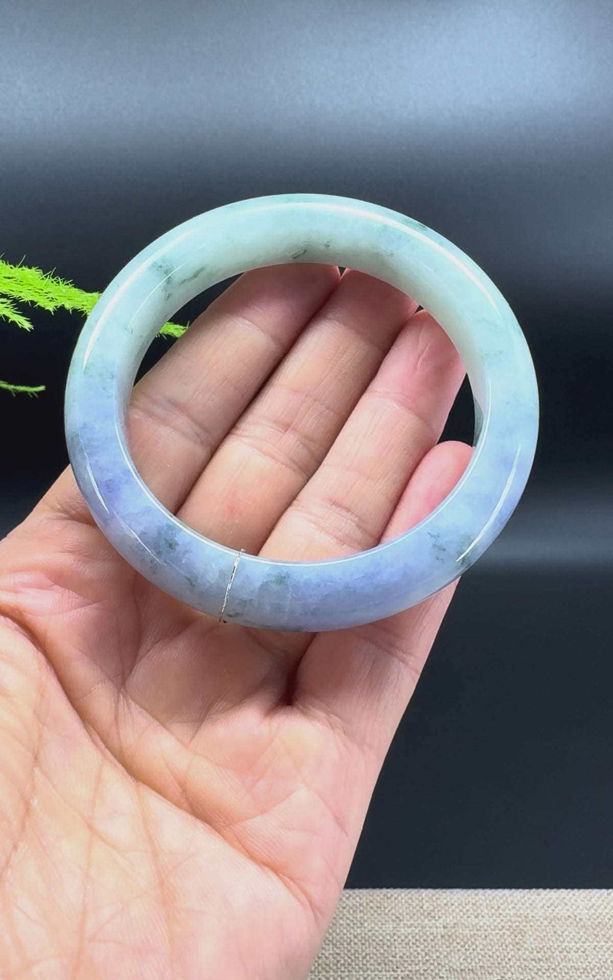 Genuine Burmese “Monet Garden" Jadeite Jade Bangle Bracelet ( 55.4mm )