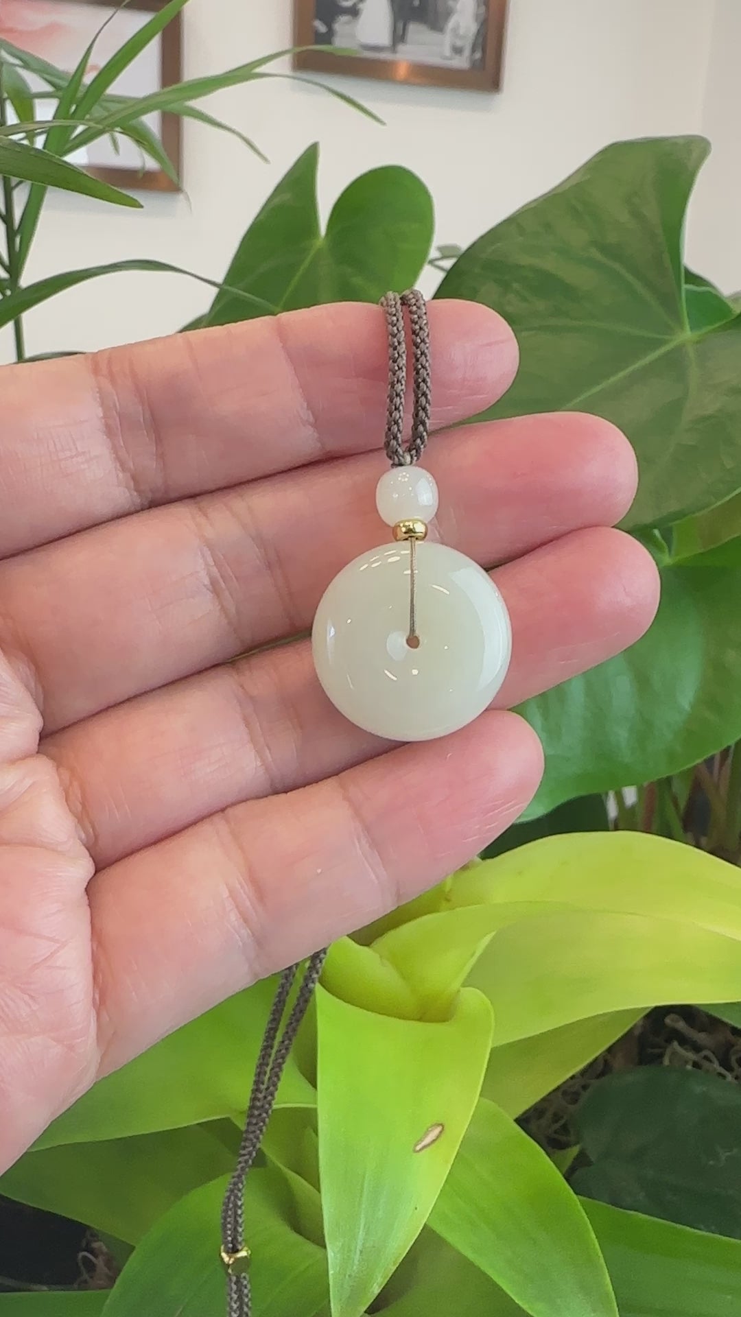 Load and play video in Gallery viewer, RealJade® Co. &amp;quot;Ping An Kou&amp;quot; &amp;quot;Love&amp;quot; White Nephrite Jade Lucky KouKou Pendant Necklace
