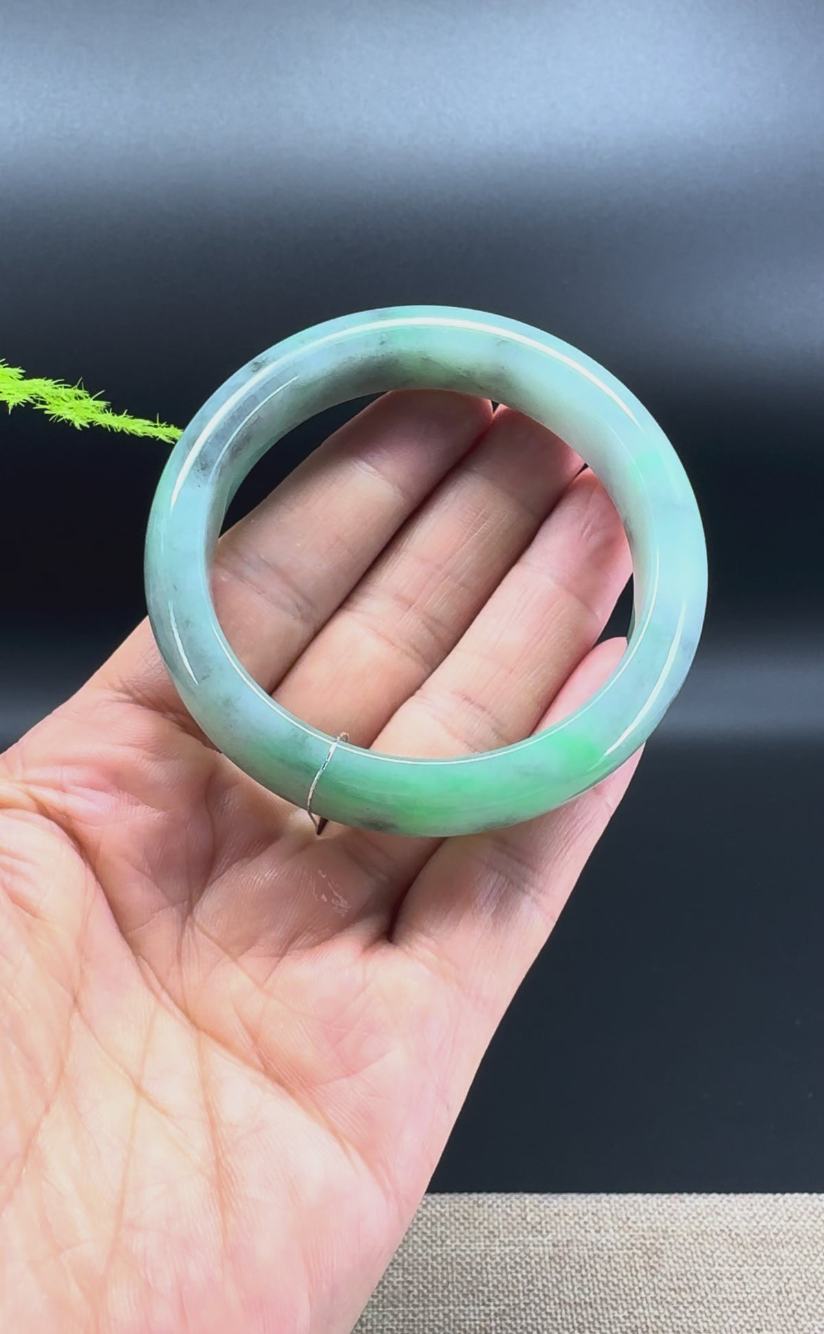 Genuine Burmese Green Wuji Jadeite Jade Bangle Bracelet ( 53.5mm )