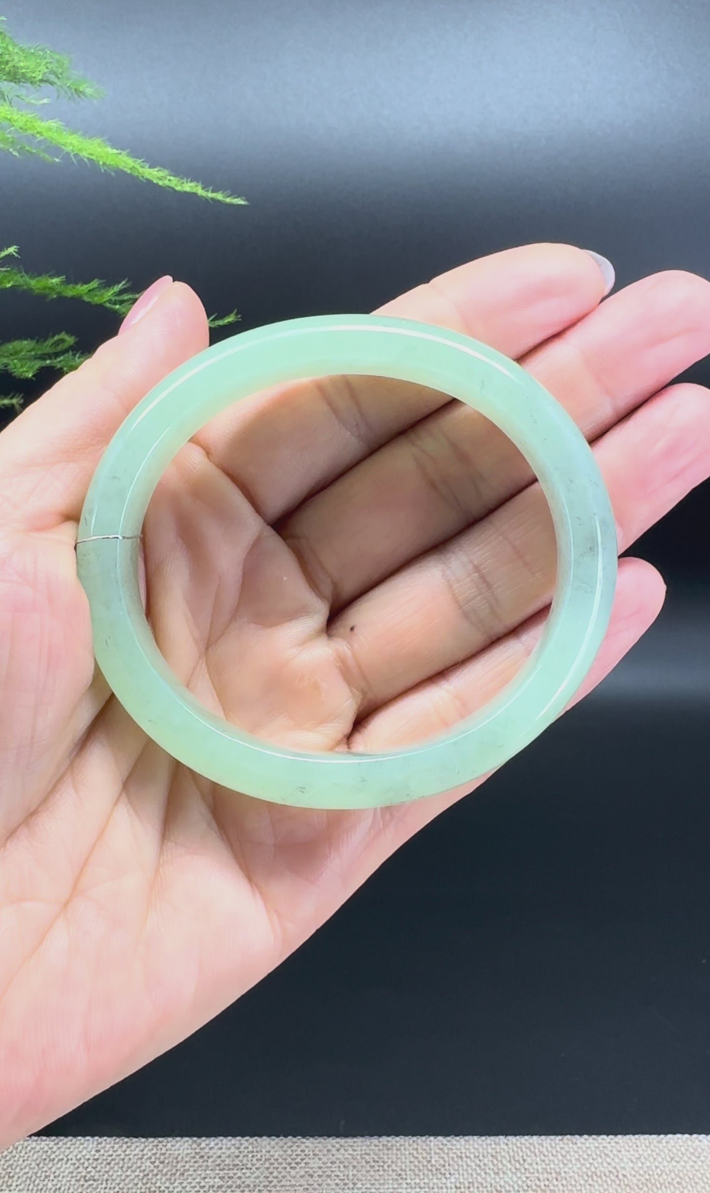 Genuine Burmese Green Black Jade Jadeite Bangle Bracelet (57.1*51.1mm)
