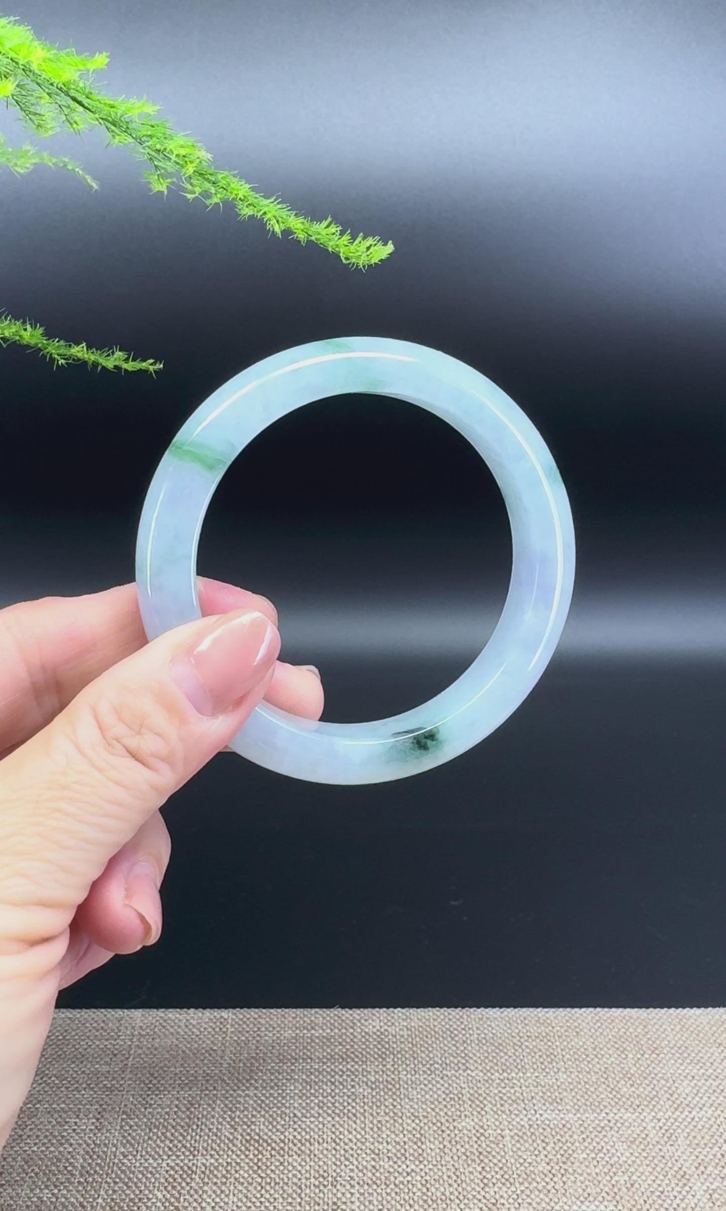 Genuine Burmese Lavender Green Jade Jadeite Bangle Bracelet ( 56.1mm )