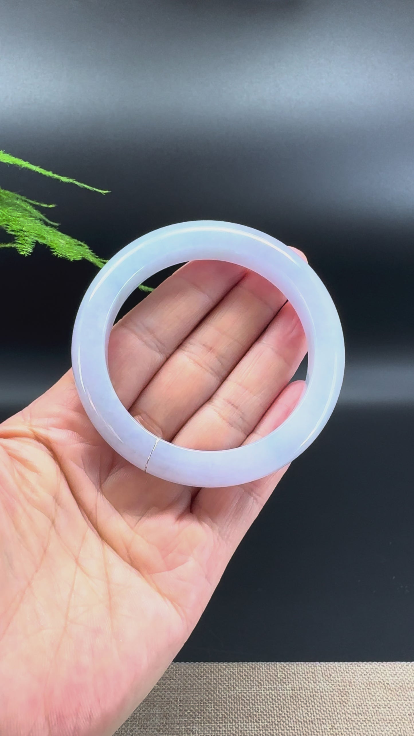 Genuine Burmese Light Blue Lavender Jade Jadeite Bangle Bracelet (56.2mm )