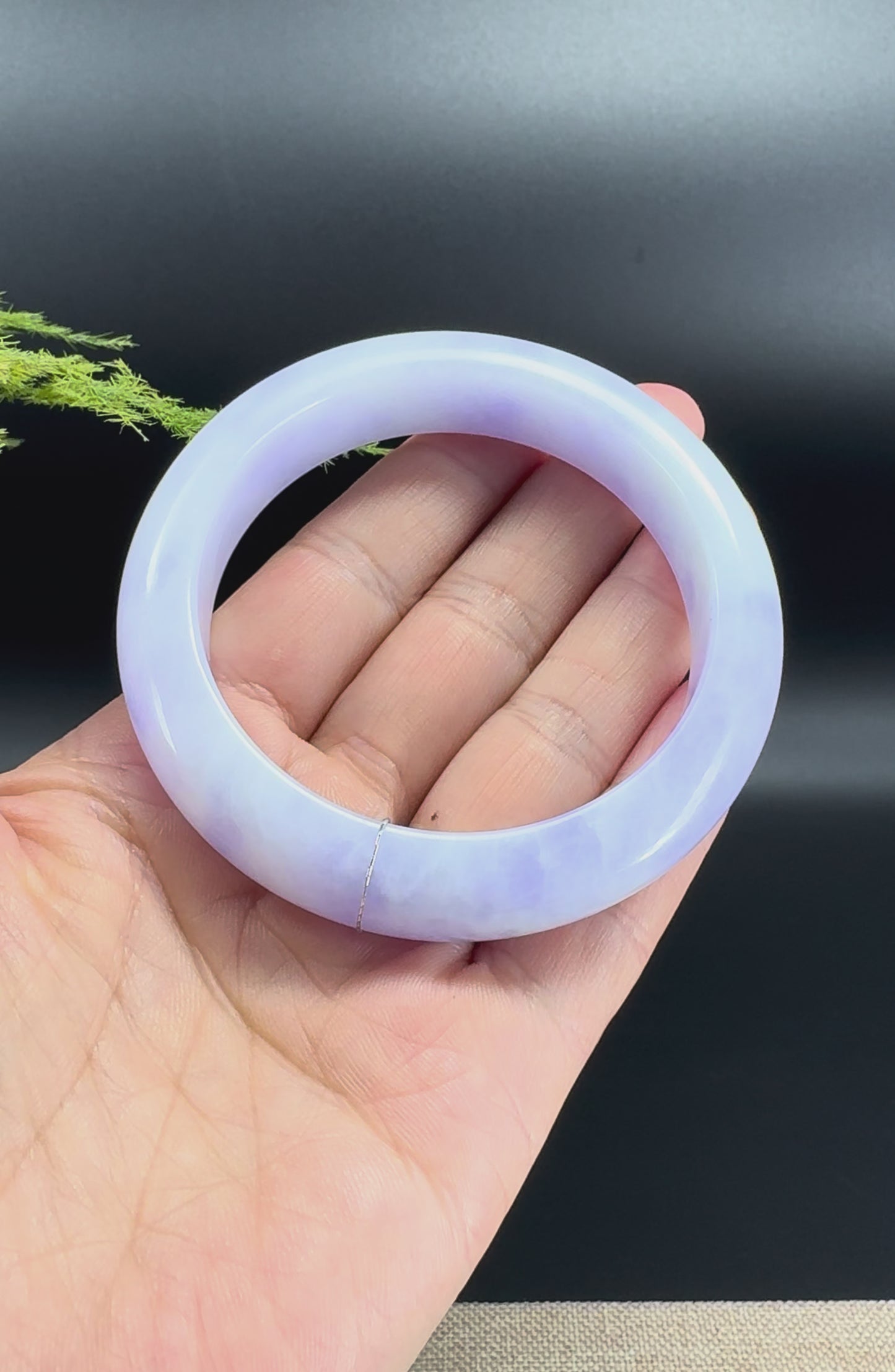 Genuine Burmese Lavender Jade Jadeite Bangle Bracelet (57.6mm)
