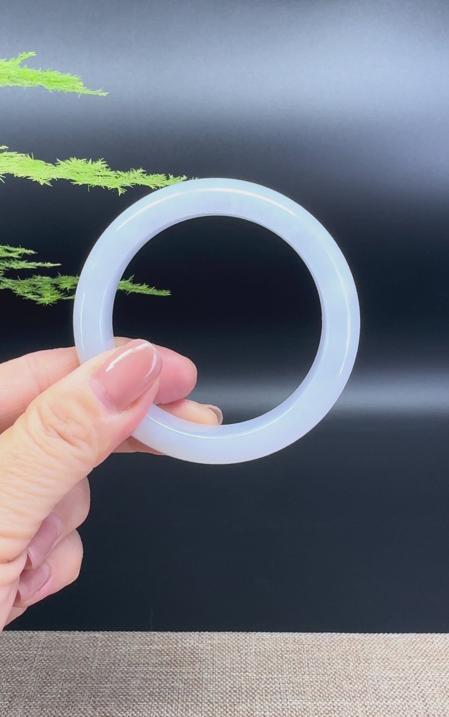 Load and play video in Gallery viewer, Genuine Burmese Lavender Green Jade Jadeite Bangle Bracelet ( 52.5mm )
