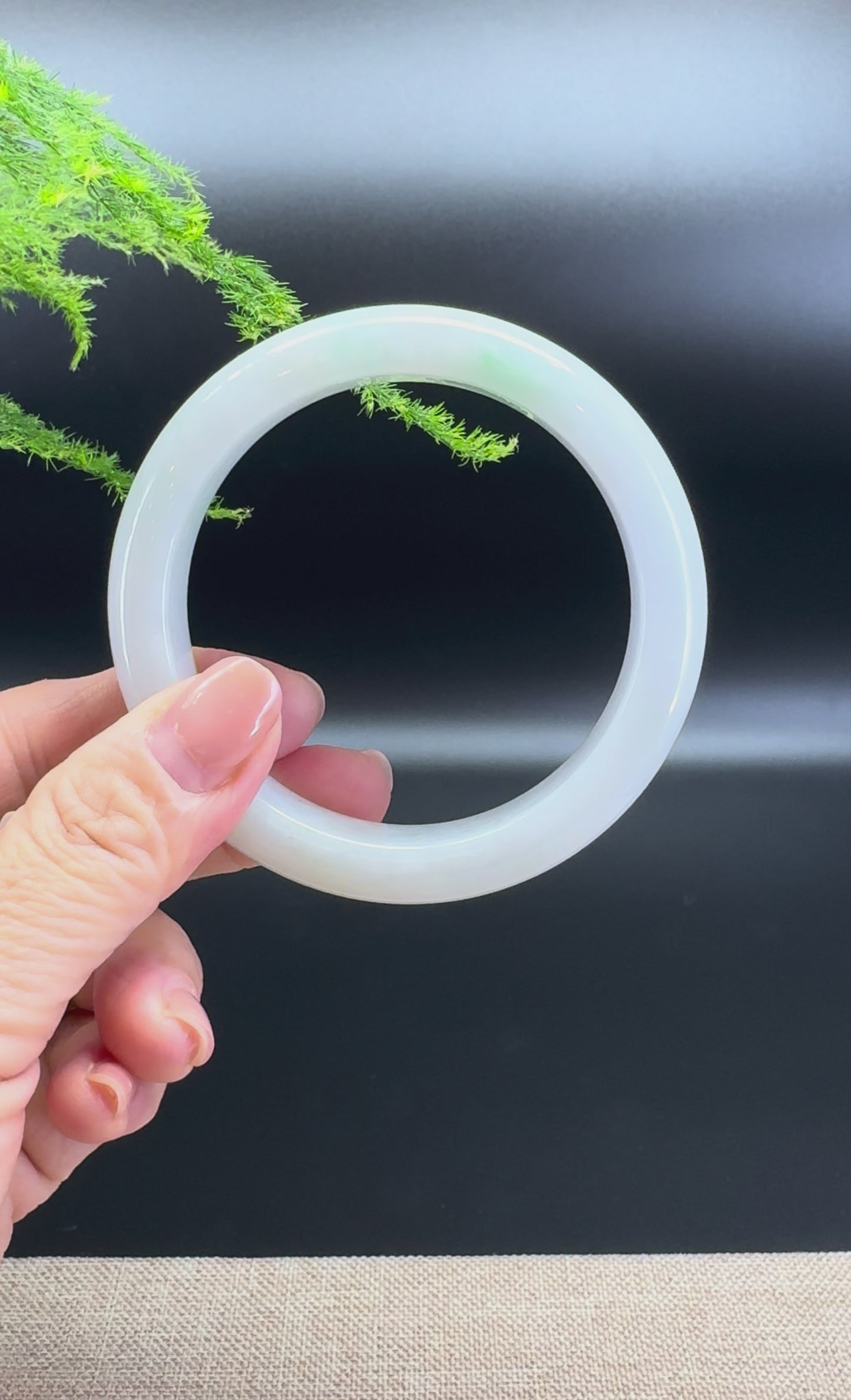 High end Genuine Burmese Lavender Green Jade Jadeite Bangle Bracelet ( 58.9mm )