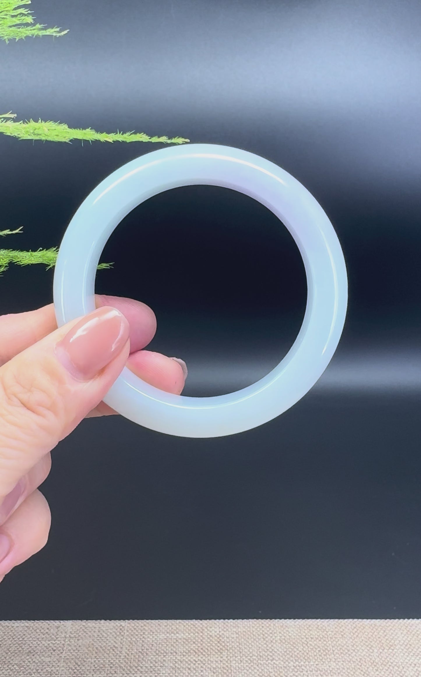 Load and play video in Gallery viewer, Genuine Burmese Lavender Green  Jade Jadeite Bangle Bracelet ( 52.5mm )
