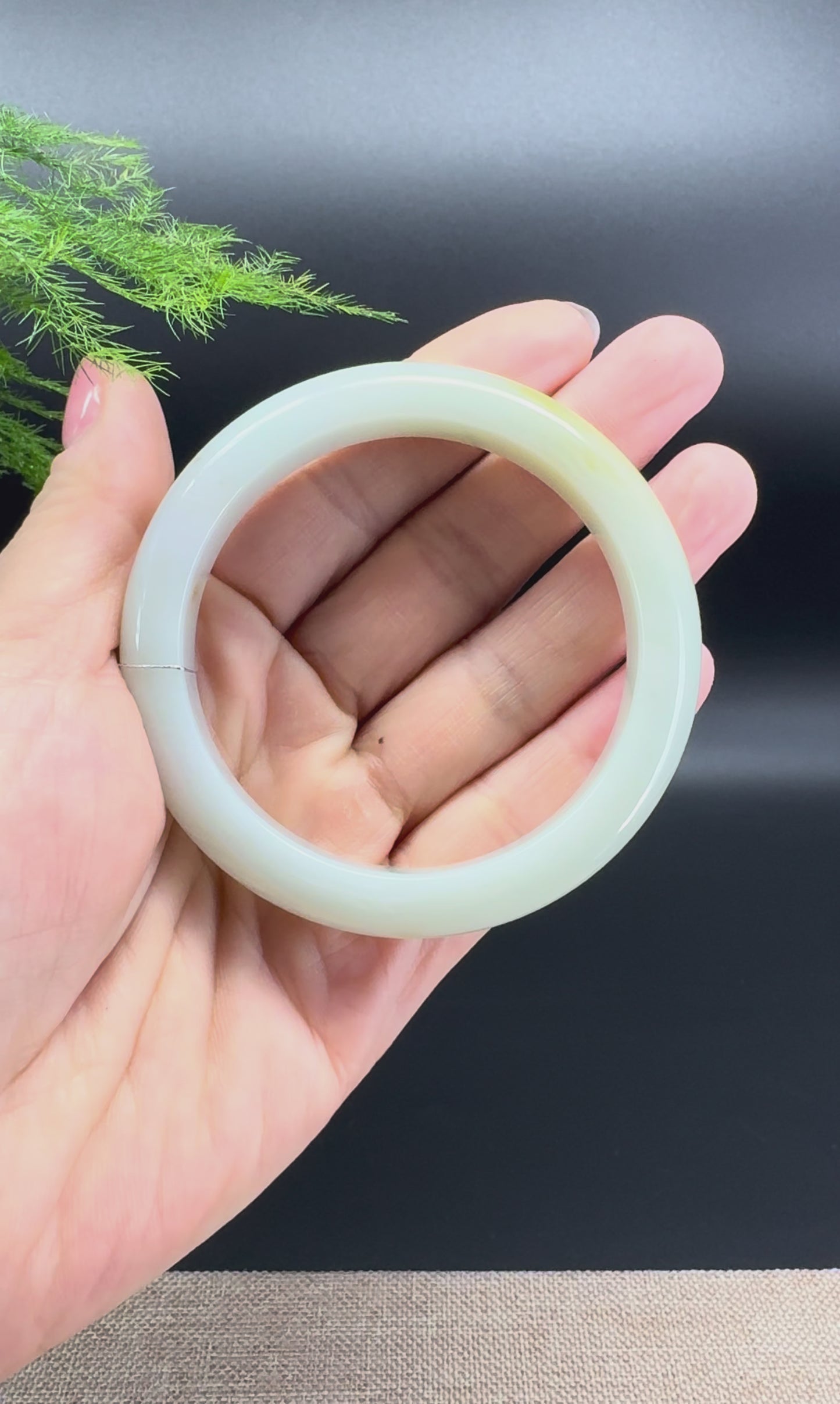 Genuine Burmese Yellow Green Jade Jadeite Bangle Bracelet ( 55.6mm )