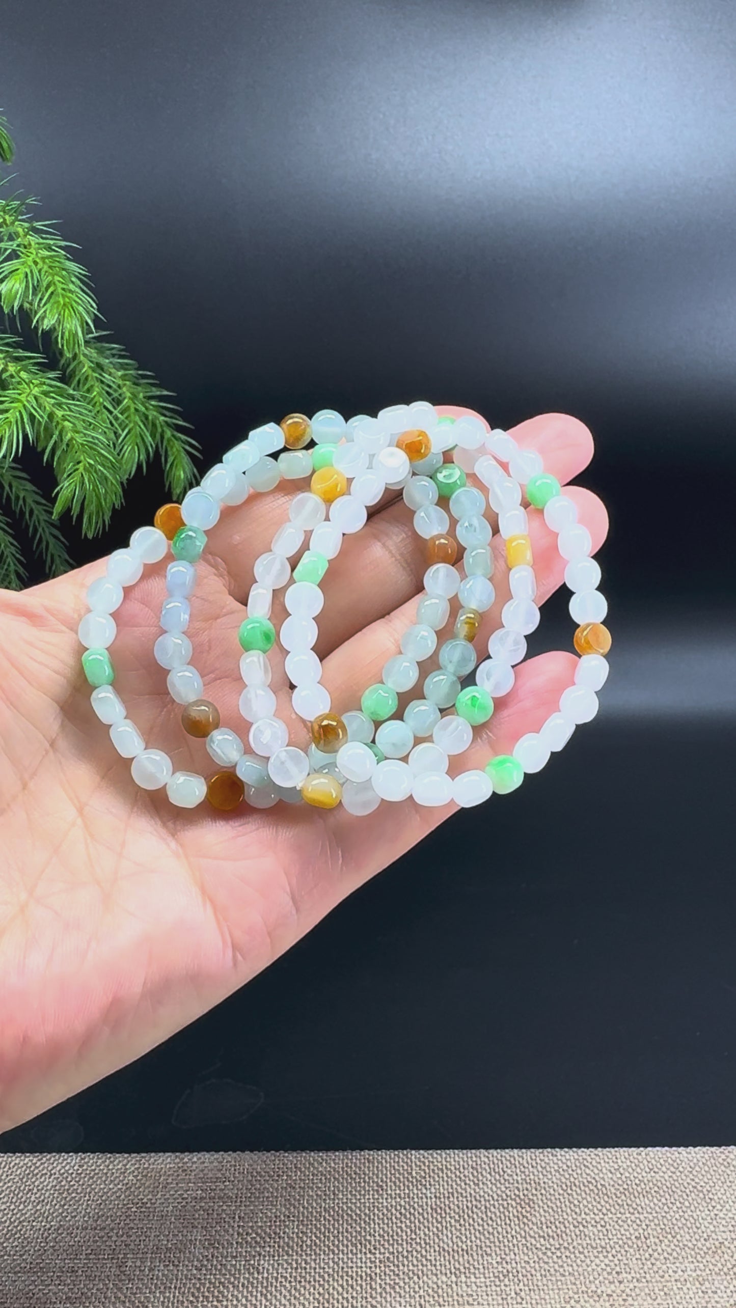 Natural Jadeite Jade Multi-Color 'Drum' Beads Bracelet ( 6.4*3.5mm )