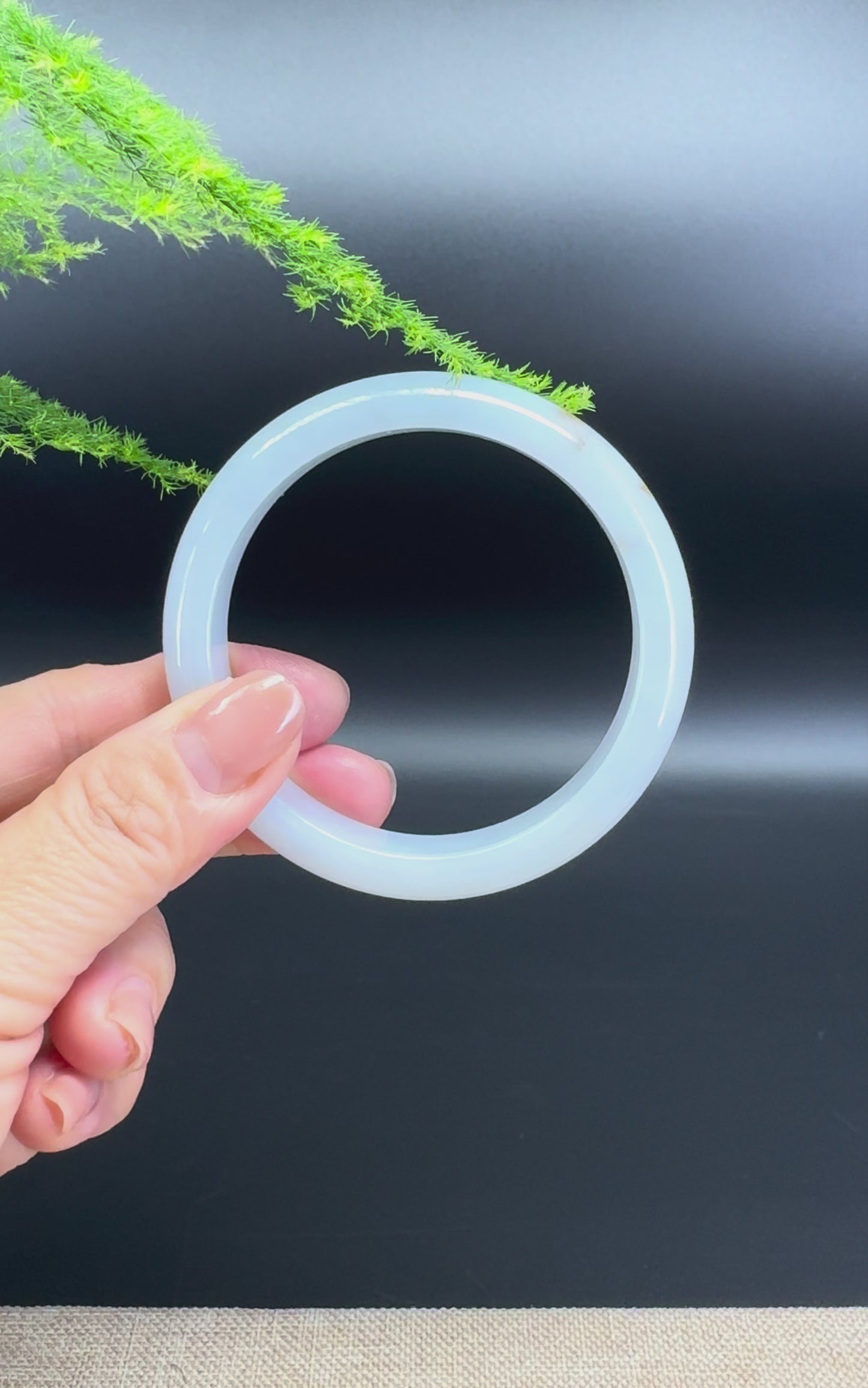Genuine Burmese Lavender Green Jade Jadeite Bangle Bracelet ( 57mm )