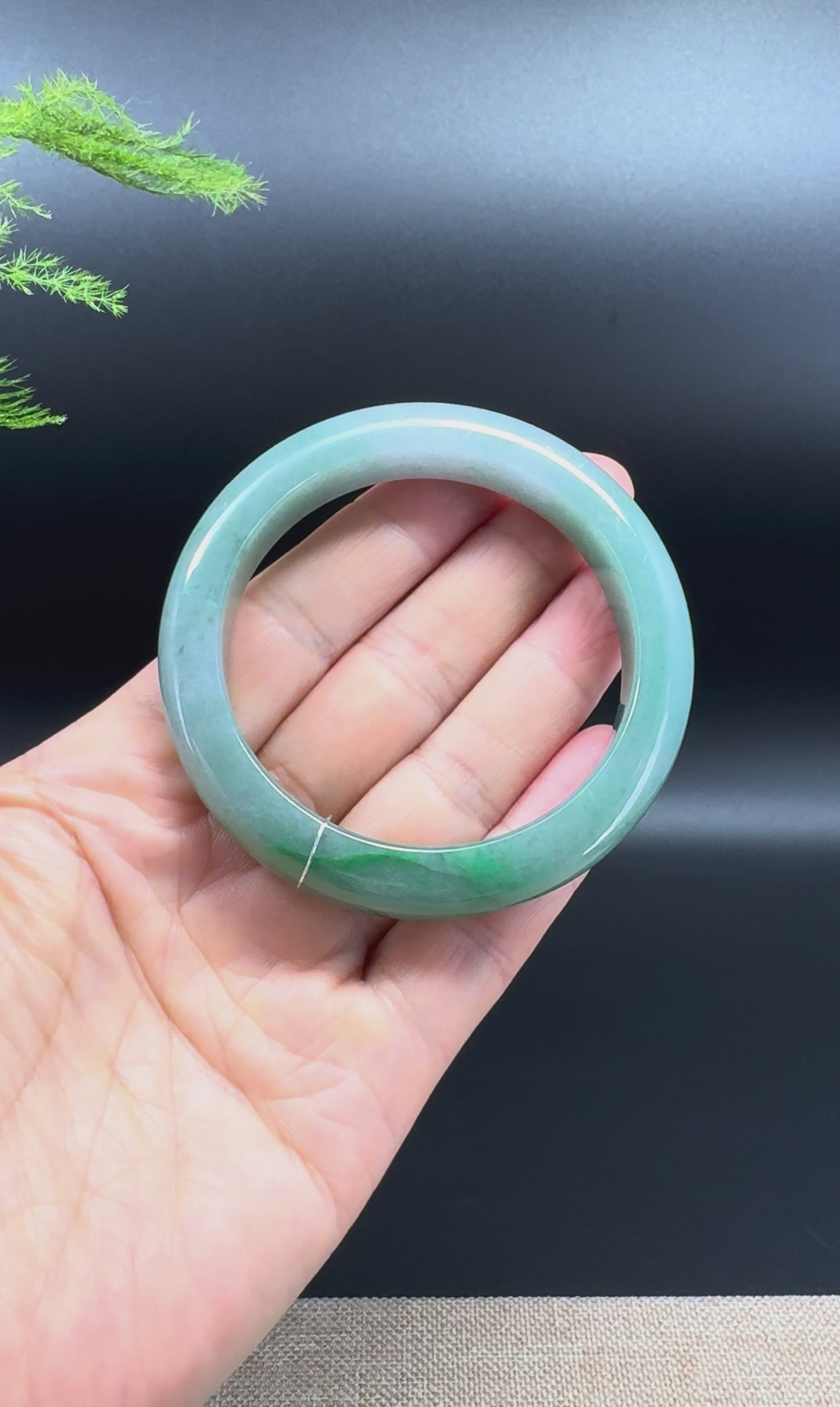 Genuine Burmese Green Jadeite Jade Bangle Bracelet (54.3mm)