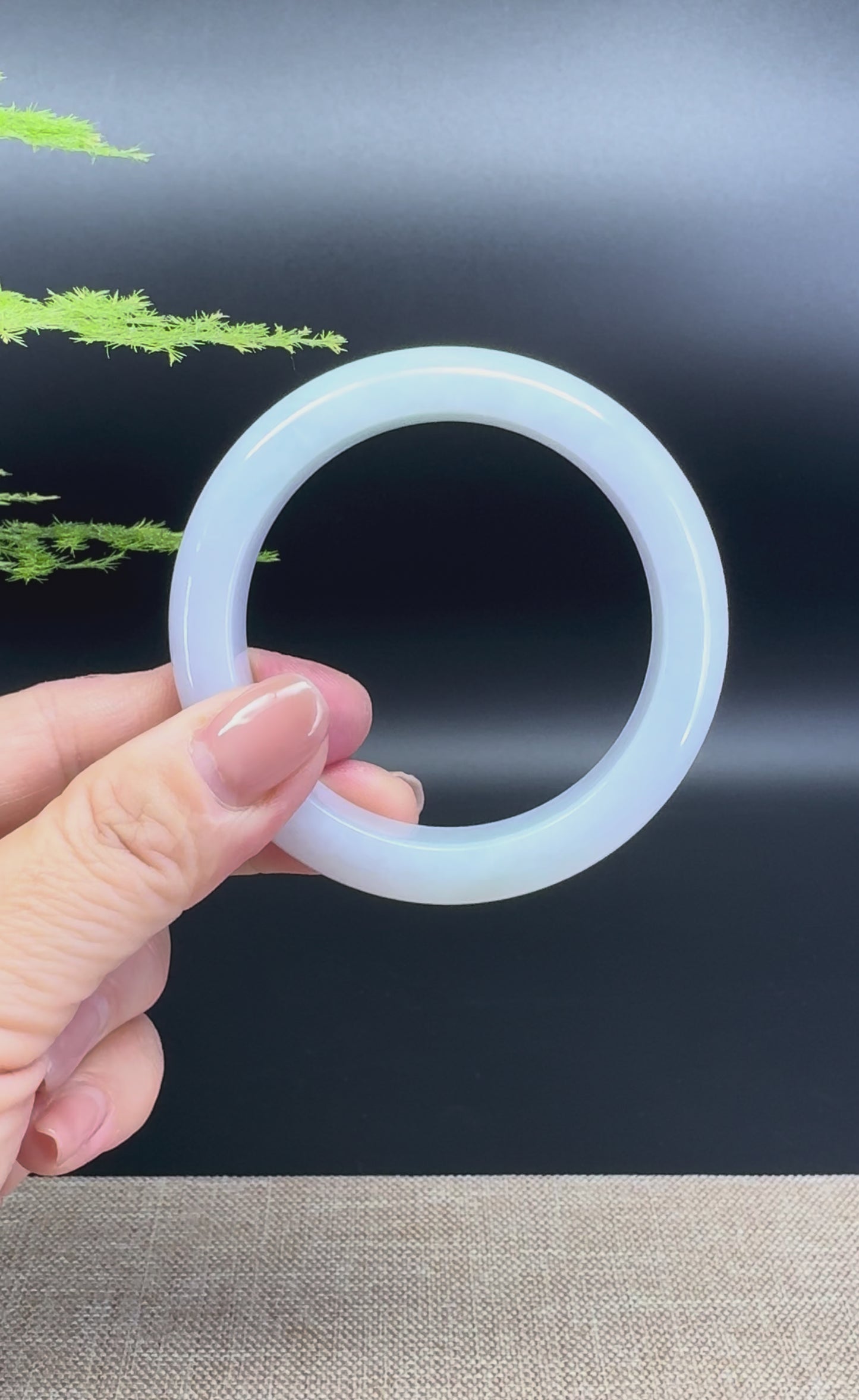 Load and play video in Gallery viewer, Genuine Burmese Lavender Green Jade Jadeite Bangle Bracelet ( 53.4mm )
