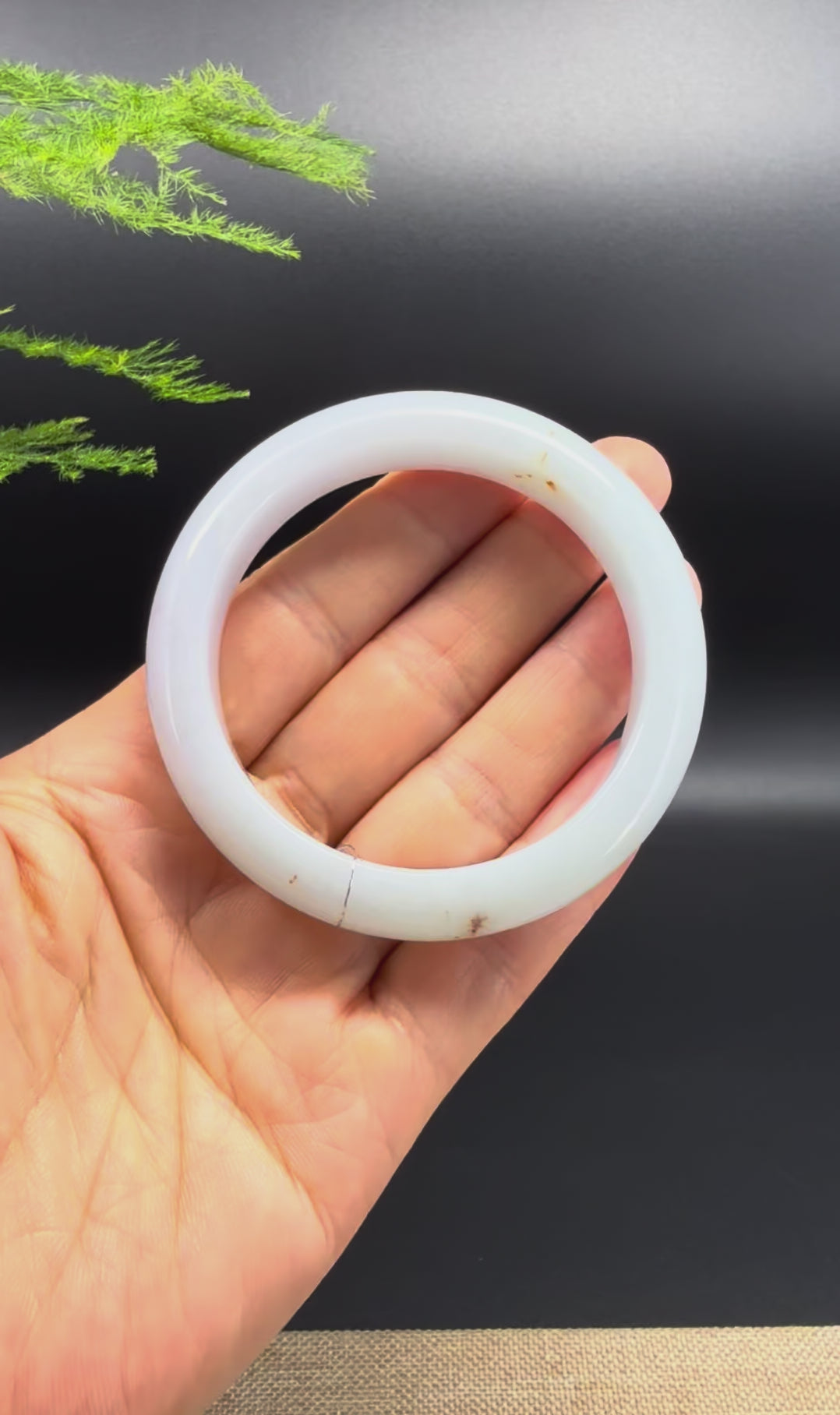 Genuine Burmese White Jade Jadeite Bangle Bracelet ( 54.3mm )