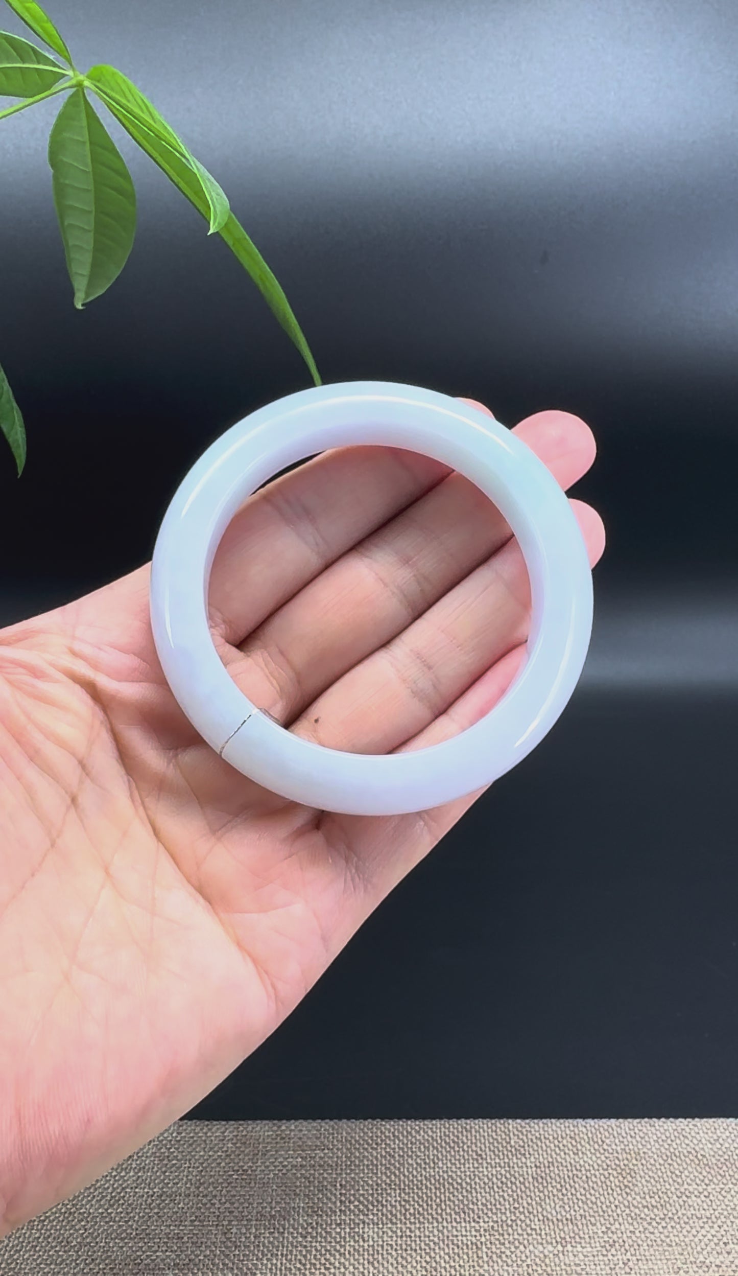 Genuine Burmese Light Lavender Green Jade Jadeite Bangle Bracelet ( 53.4mm )