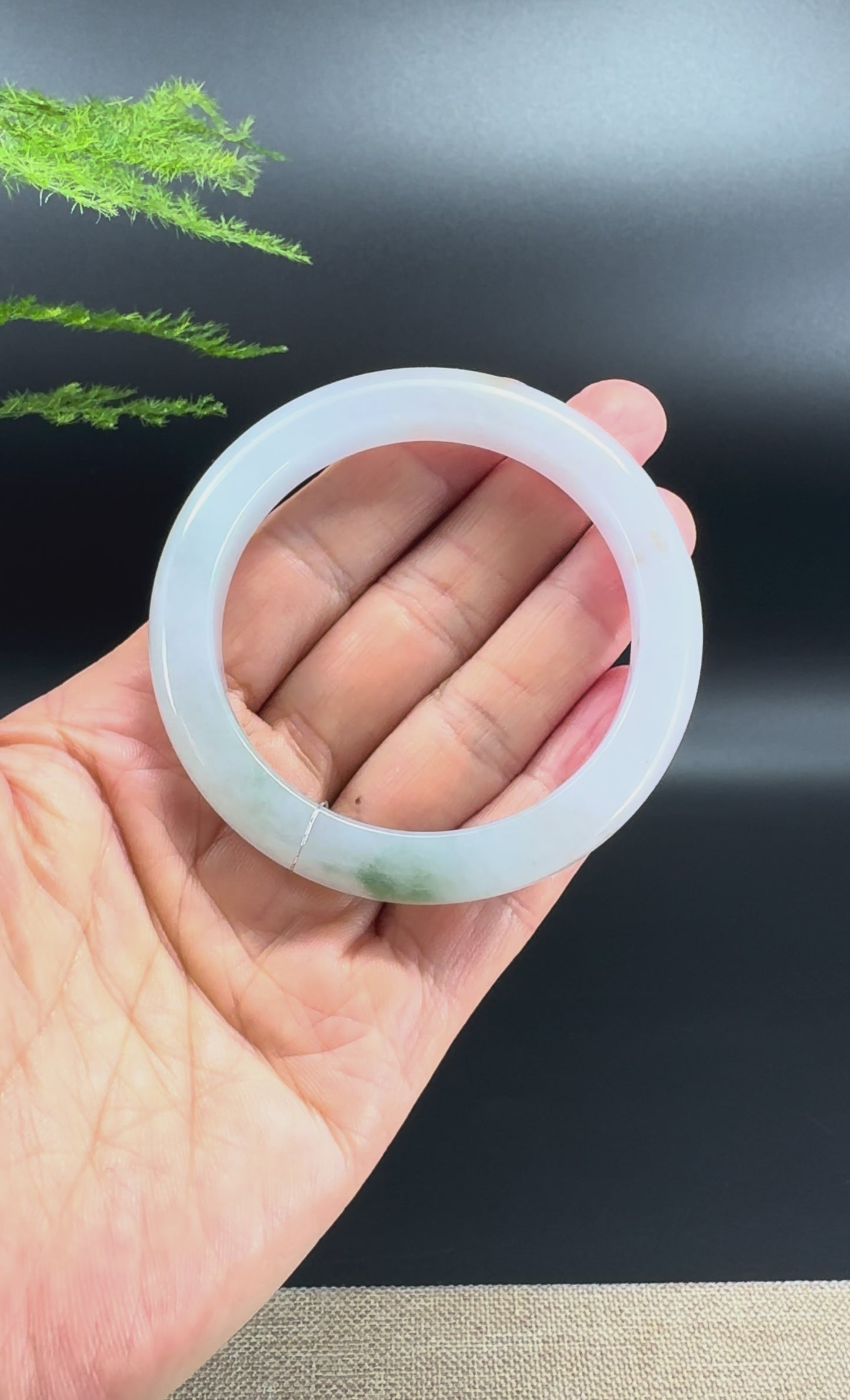 Genuine Burmese Icy Green Jadeite Jade Bangle Bracelet (54.1mm)