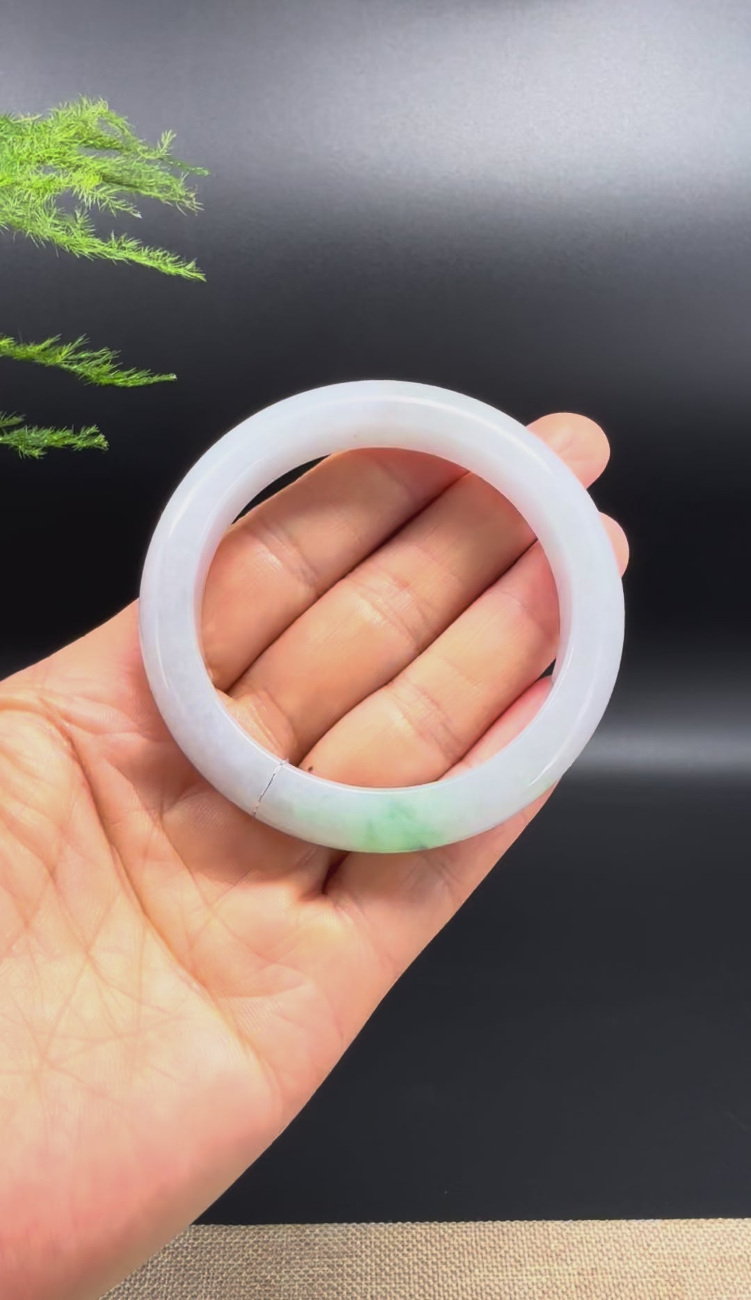 Genuine Burmese Icy Green Jade Jadeite Bangle Bracelet ( 53.4mm )