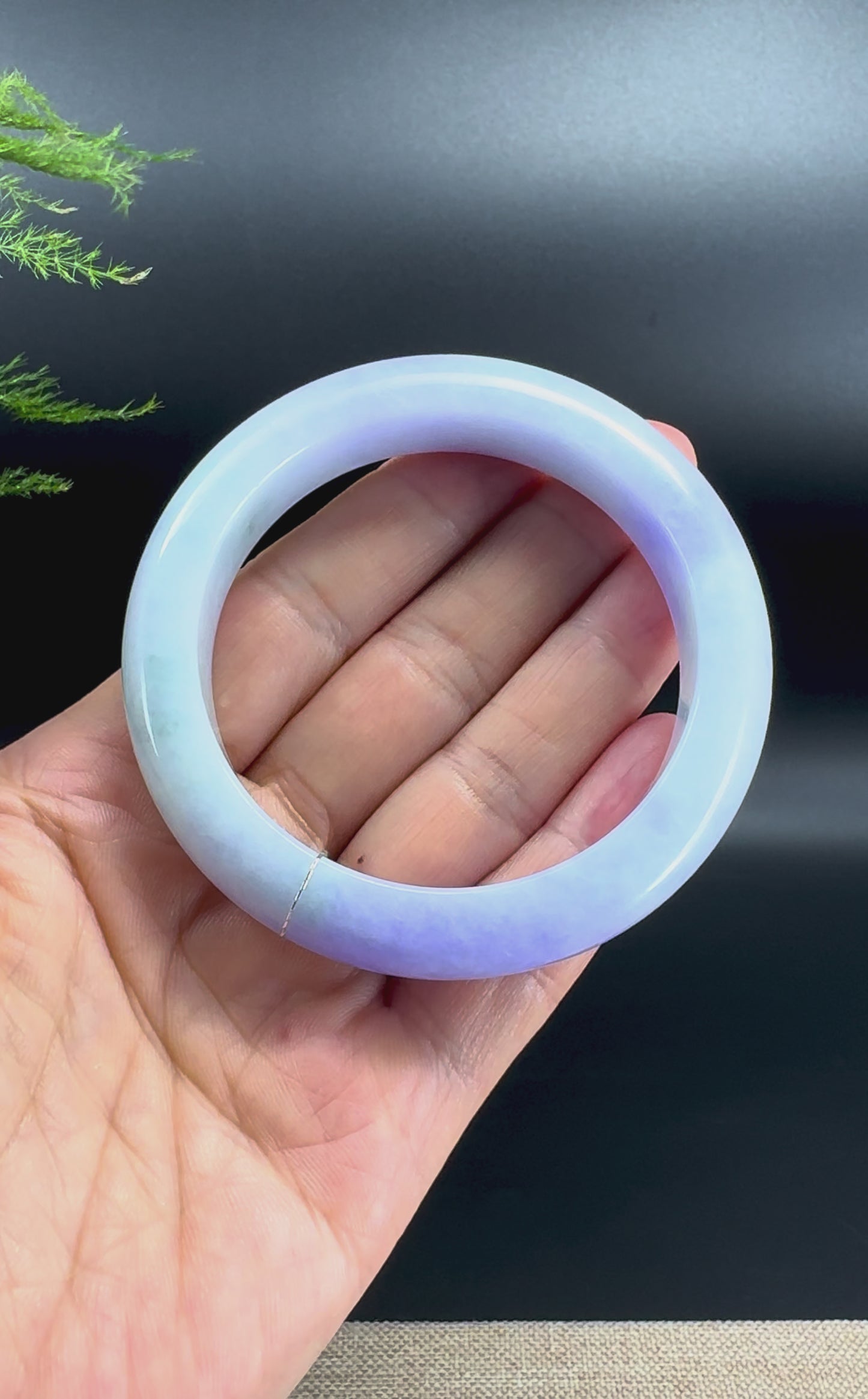 Genuine Burmese Lavender Green Jade Jadeite Bangle Bracelet (56.5mm)