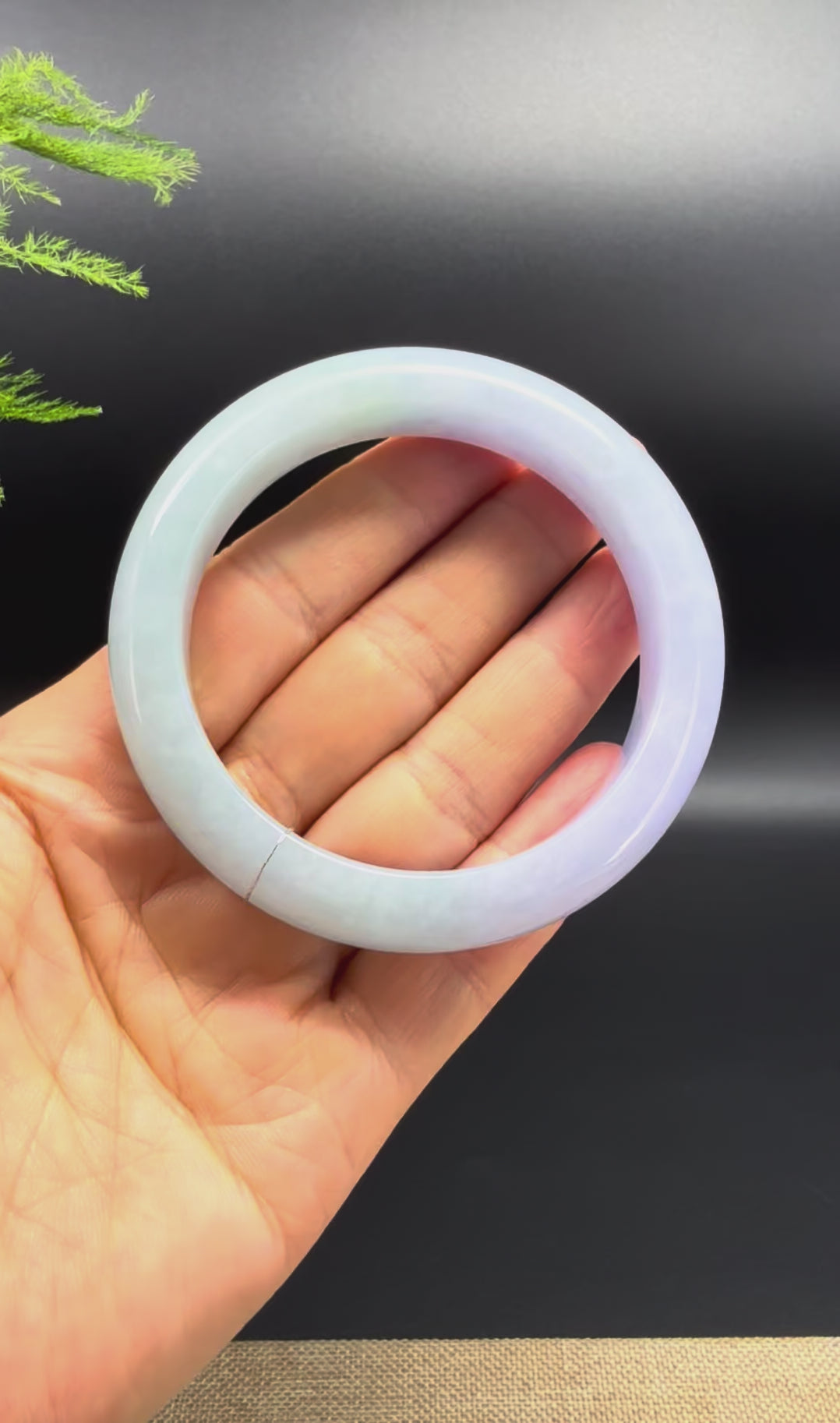 Load and play video in Gallery viewer, Genuine Burmese Lavender Green Jade Jadeite Bangle Bracelet ( 57.4mm )
