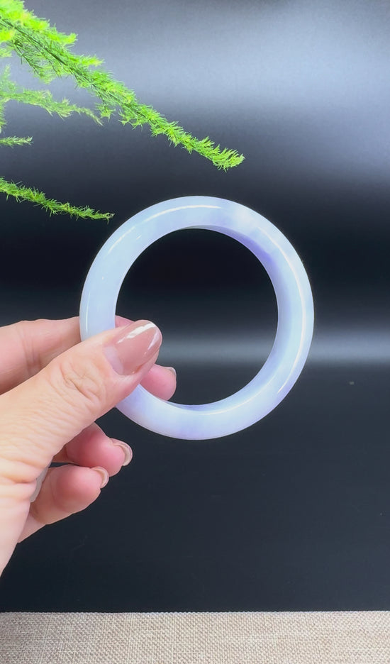 Load and play video in Gallery viewer, Genuine Burmese Lavender Jade Jadeite Bangle Bracelet (57.7mm)
