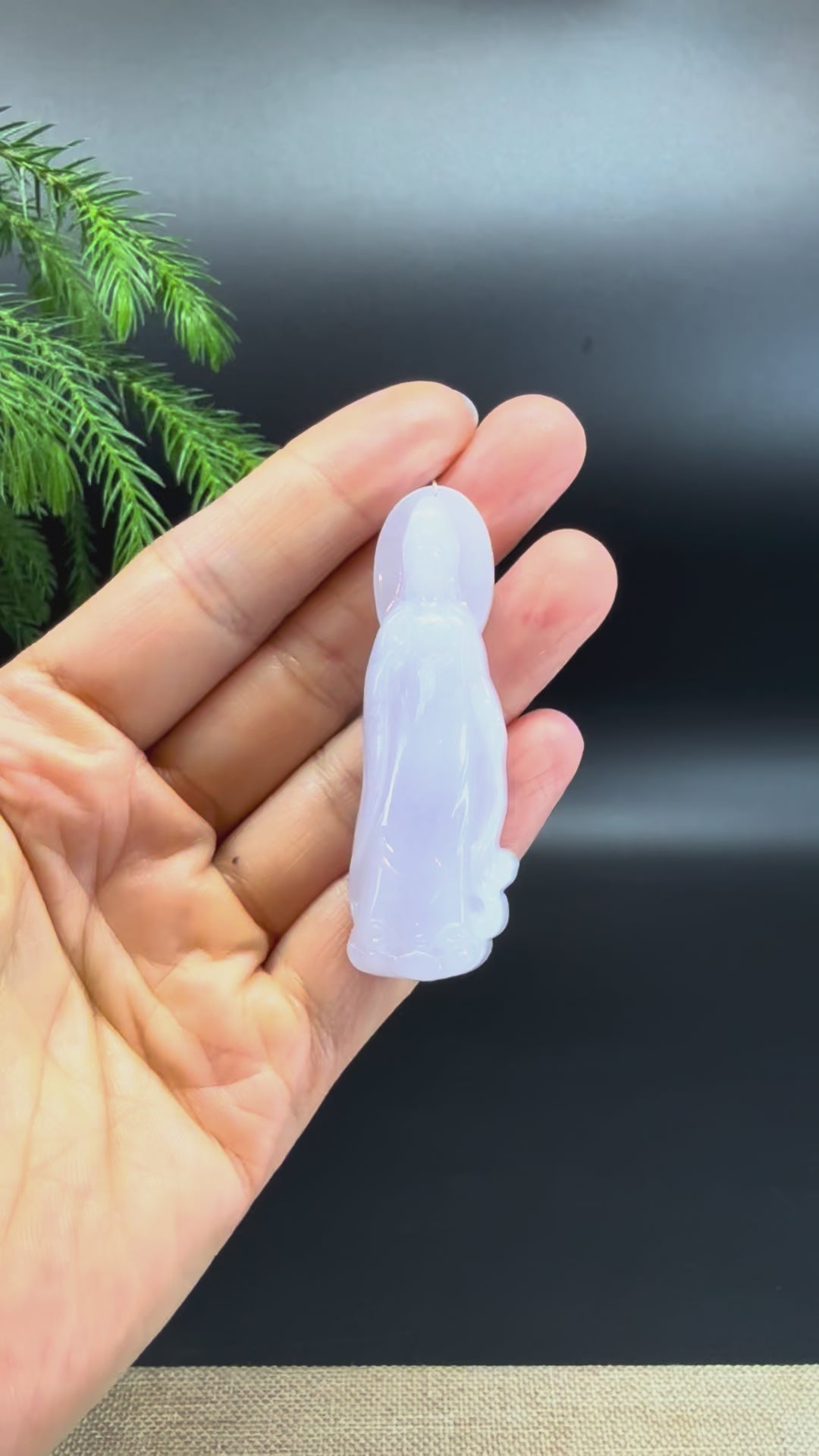 RealJade® Co. Genuine Light Lavender Jade Guanyin Pendant Necklace