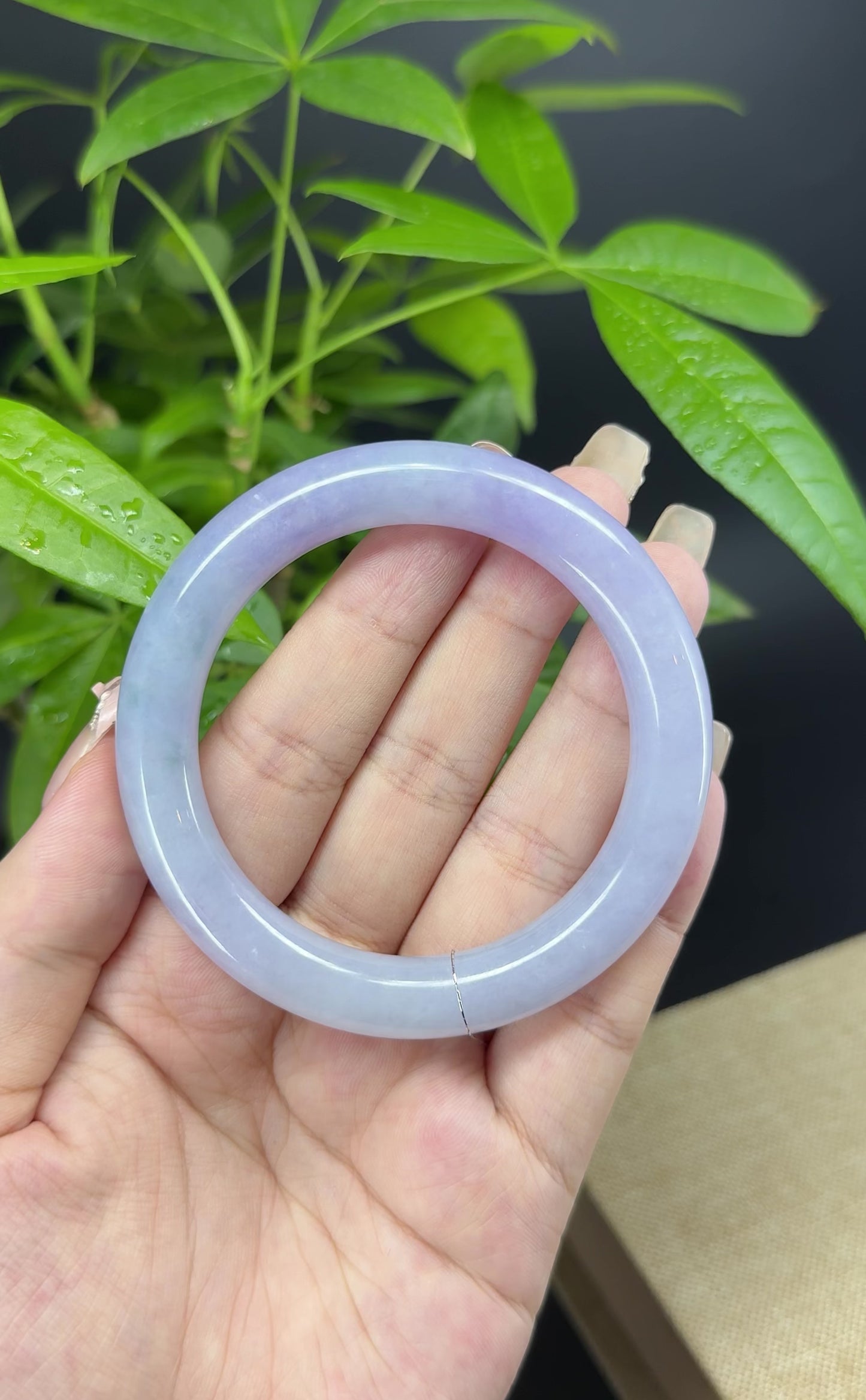 Genuine Burmese Lavender Jade Jadeite Bangle Bracelet ( 55.2mm )