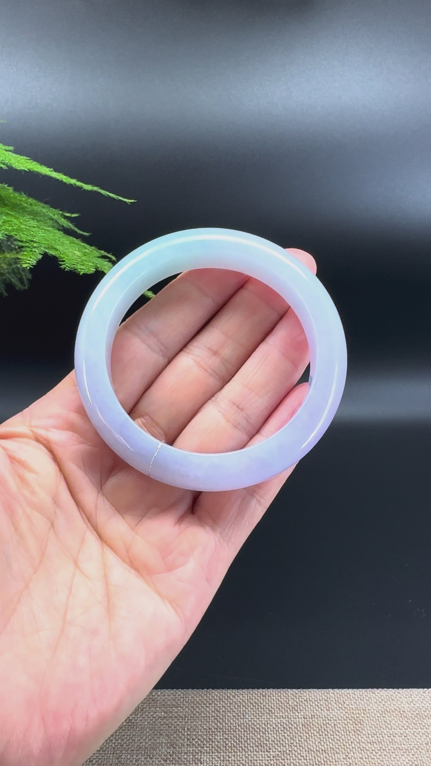 Load and play video in Gallery viewer, Genuine Burmese Lavender Green Jade Jadeite Bangle Bracelet (55mm )

