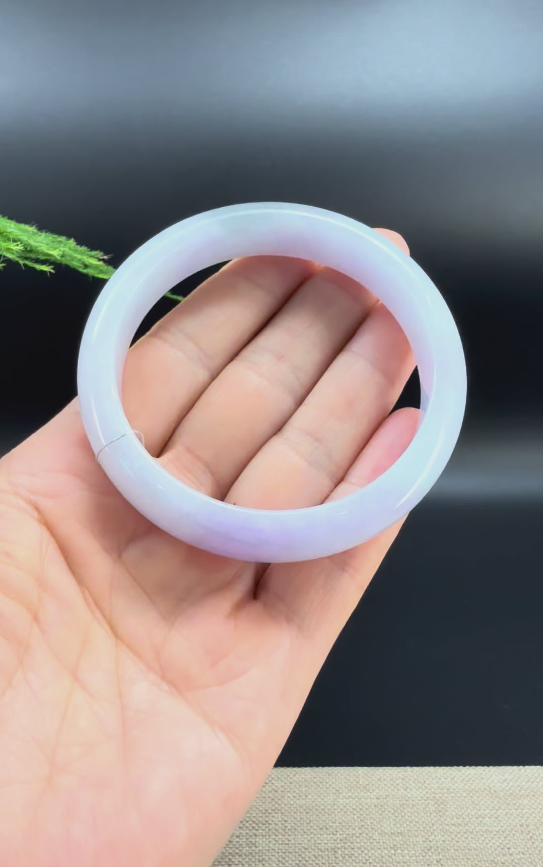 Load and play video in Gallery viewer, Genuine Burmese Lavender Green Jade Jadeite Bangle Bracelet ( 58.2mm )
