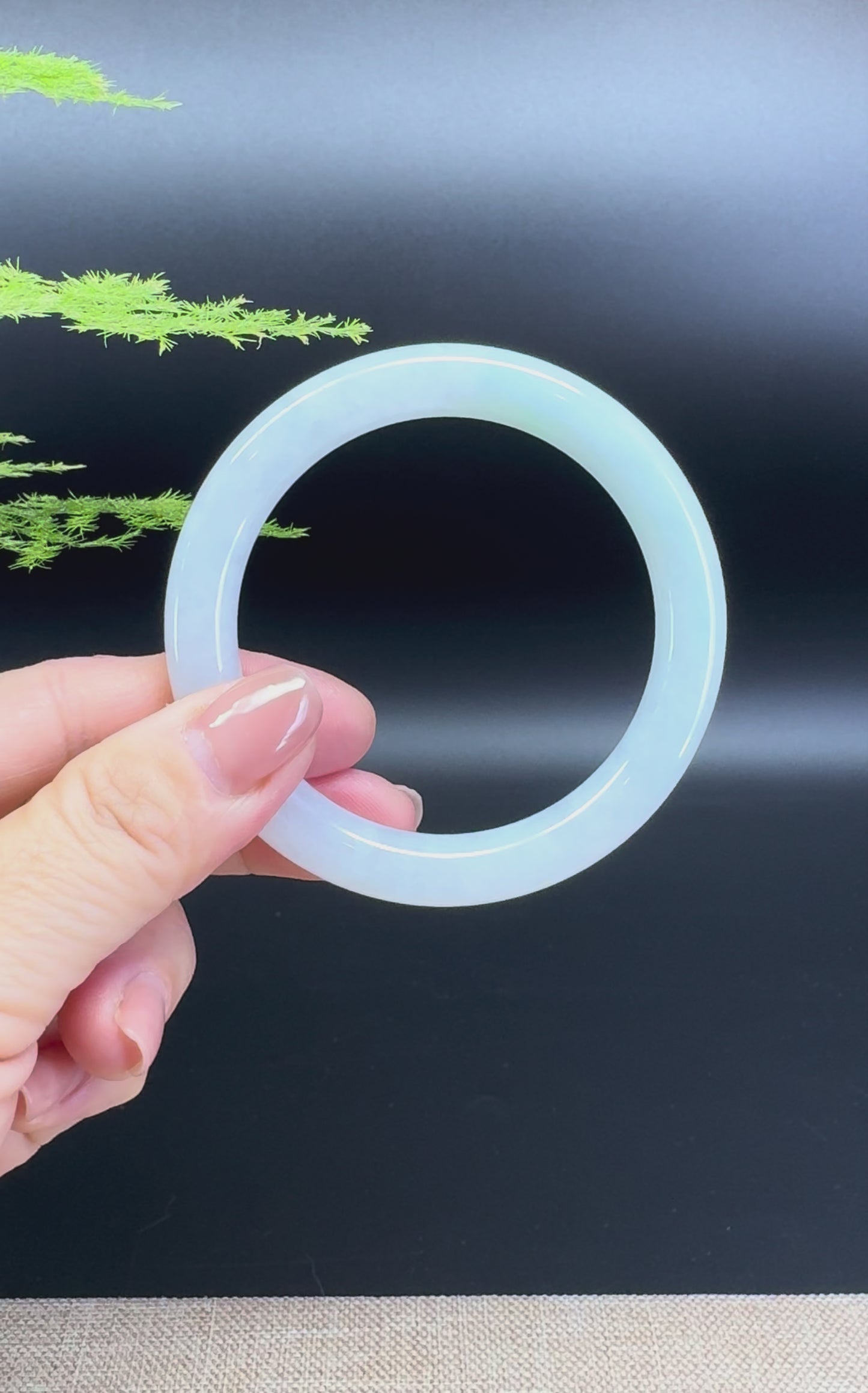 Load and play video in Gallery viewer, Genuine Burmese Icy Green Jade Jadeite Bangle Bracelet ( 54.6mm )
