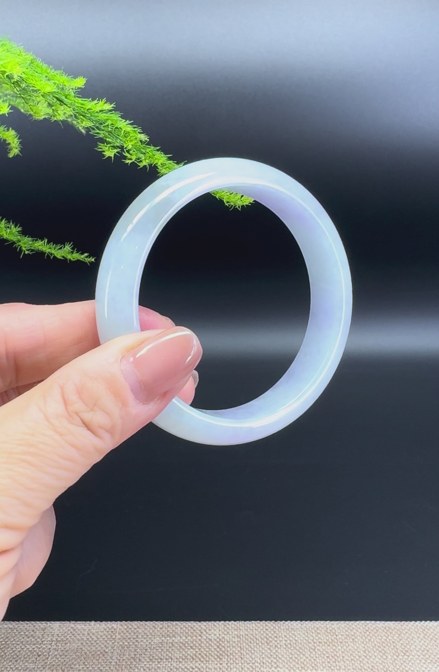 Load and play video in Gallery viewer, Genuine Burmese Lavender Green Jade Jadeite Bangle Bracelet ( 55.5mm )
