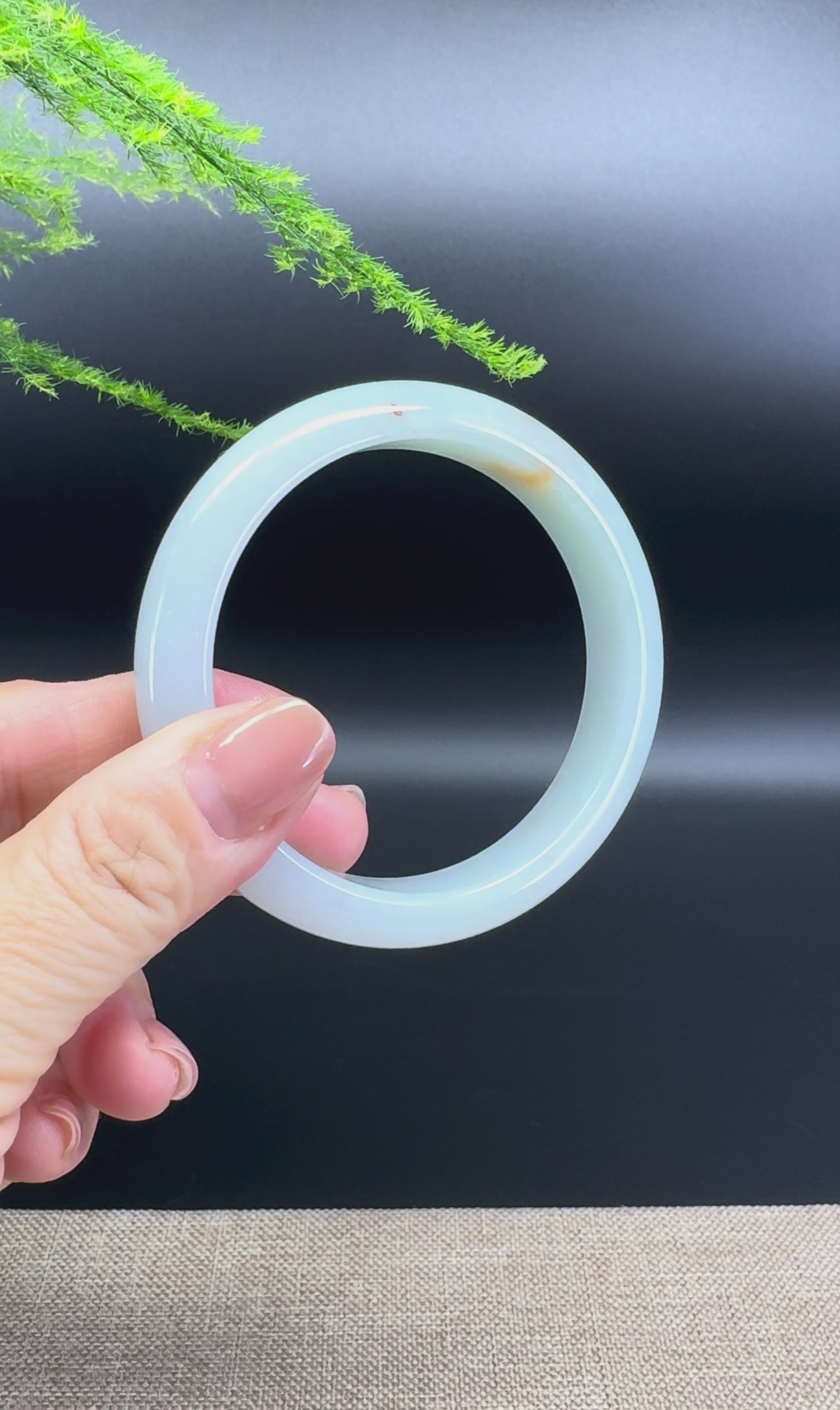 Genuine Burmese Icy Green Jade Jadeite Bangle Bracelet ( 57.2mm )