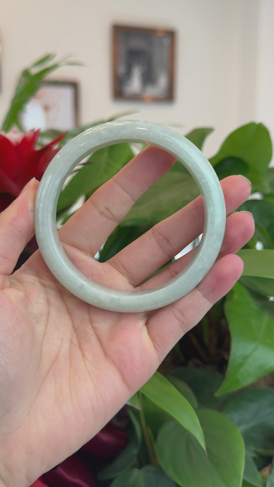 Load and play video in Gallery viewer, RealJade® Co. &amp;quot;Classic Bangle&amp;quot; Genuine Burmese Jadeite Jade Bangle Bracelet (65.82mm) #T212
