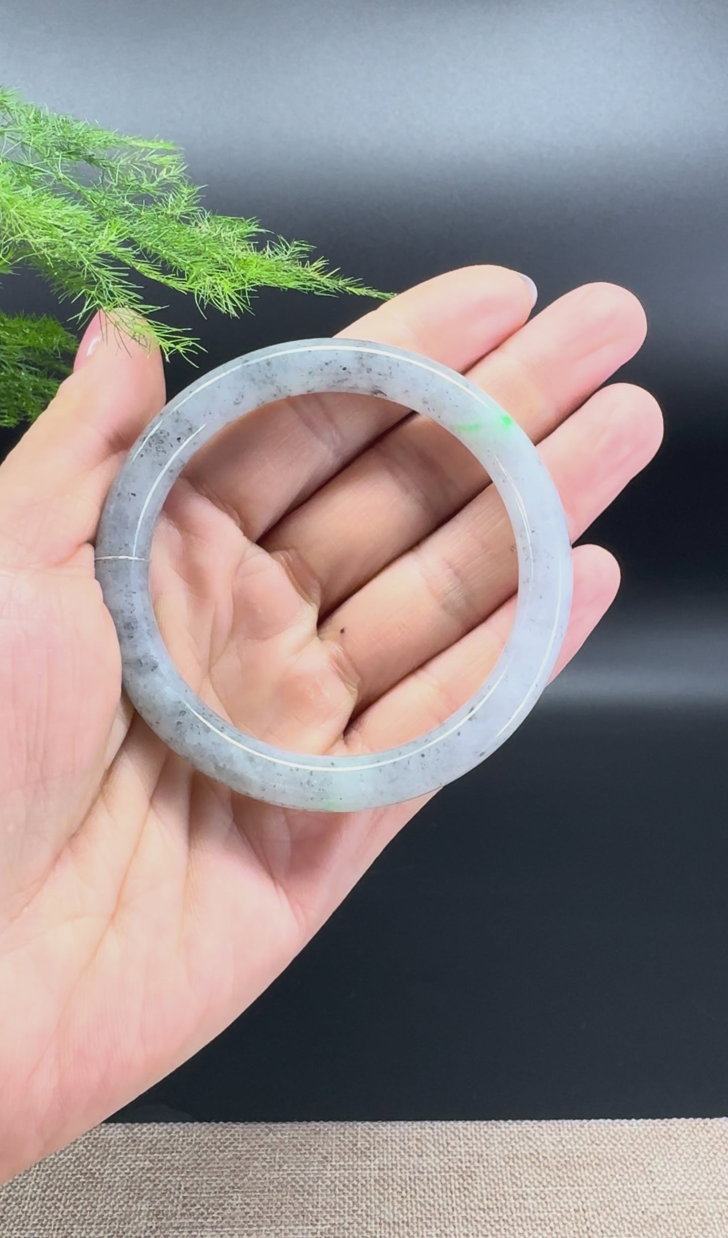 Load and play video in Gallery viewer, Genuine Burmese Black Green Jade Jadeite Bangle Bracelet ( 54.5mm )
