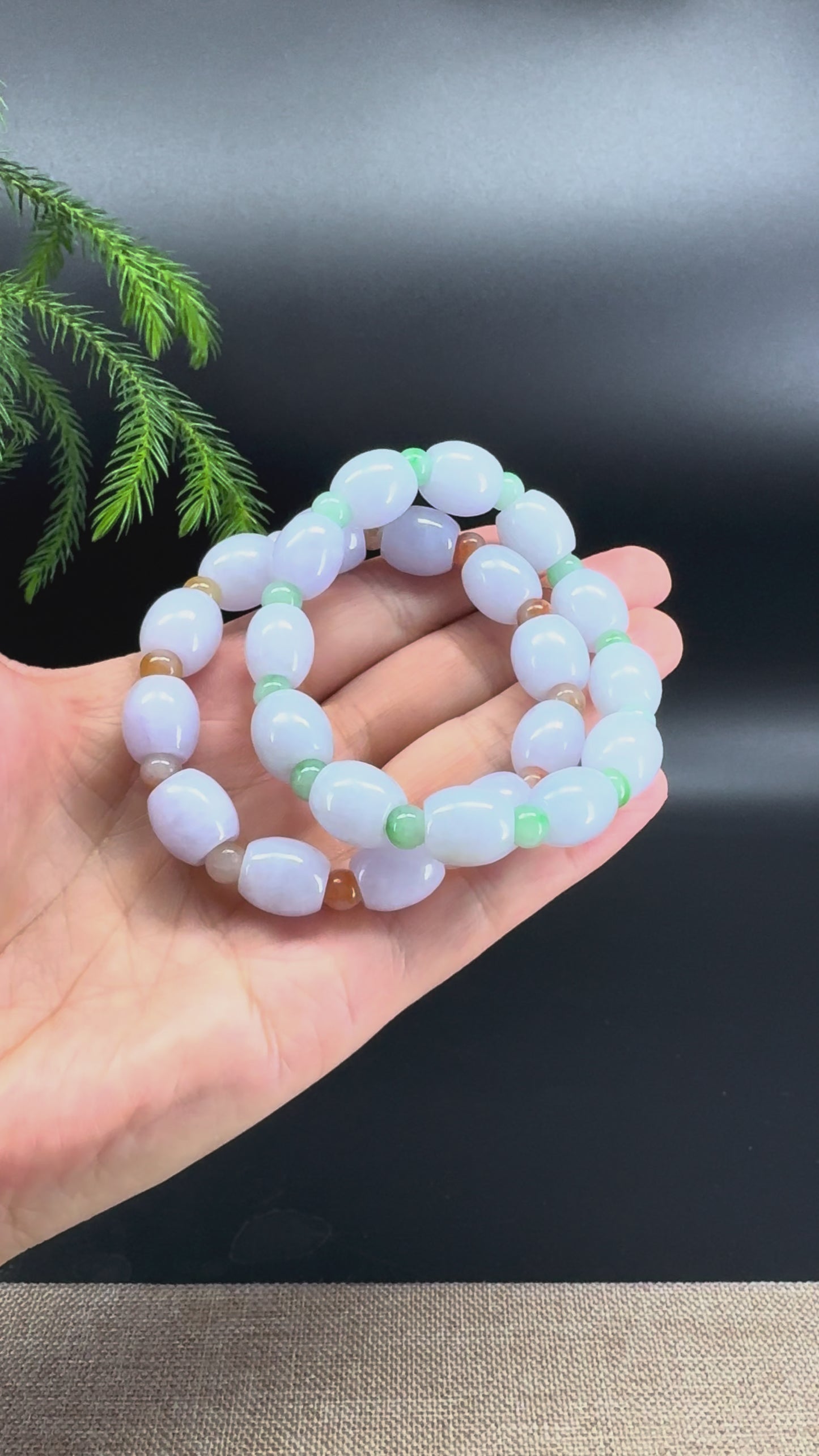 RealJade® Co. Genuine Light Lavender Jadeite Jade "Lu Lu Tong" Beads Bracelet ( 11.6mm )