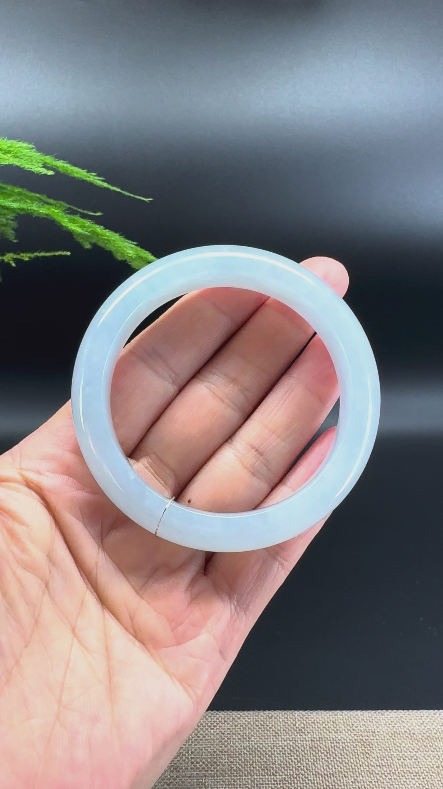 Load and play video in Gallery viewer, Genuine Burmese Light Blue Water Jade Jadeite Bangle Bracelet ( 54.6mm )
