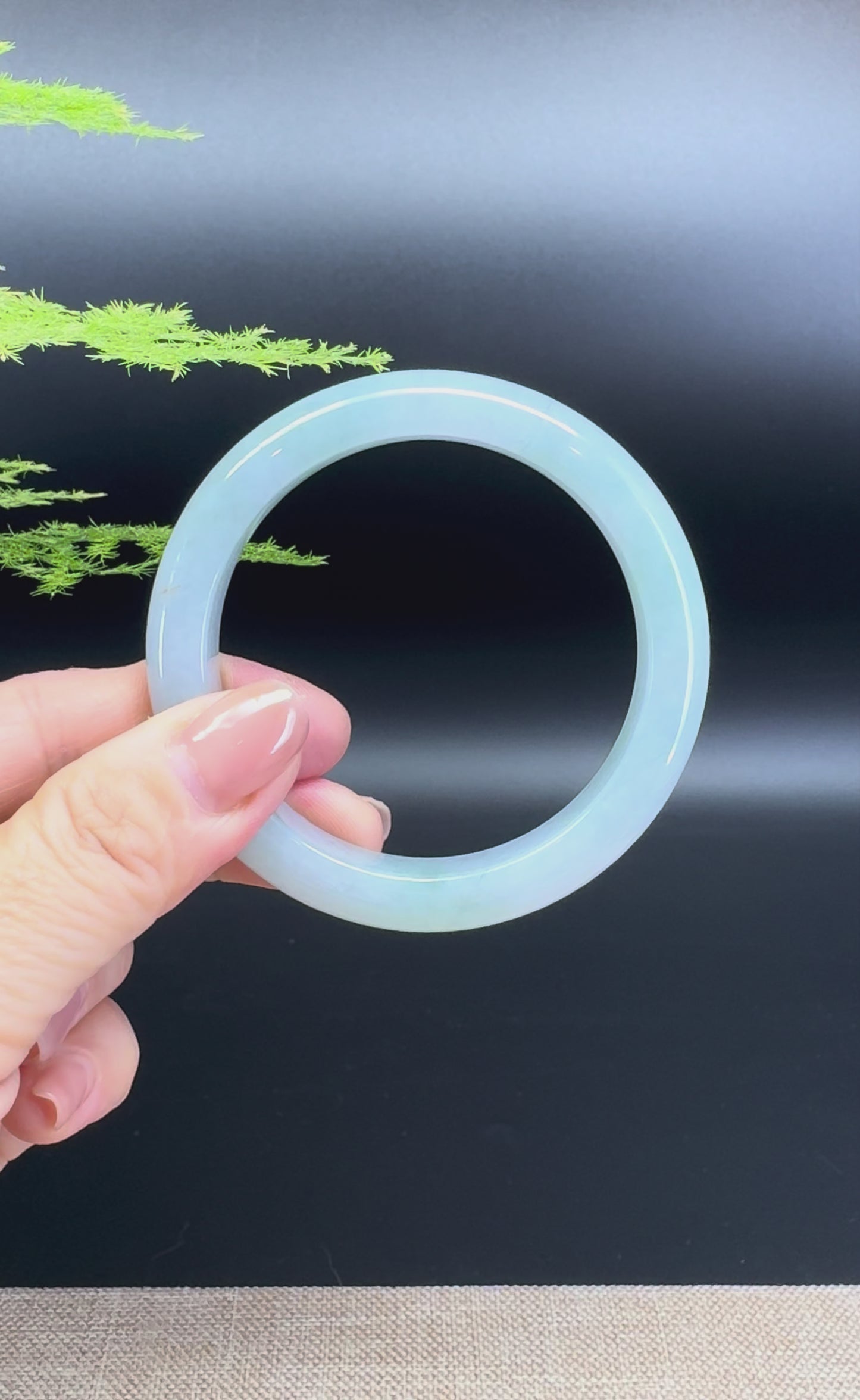 Load and play video in Gallery viewer, Genuine Burmese Icy Green Jade Jadeite Bangle Bracelet ( 54.2mm )
