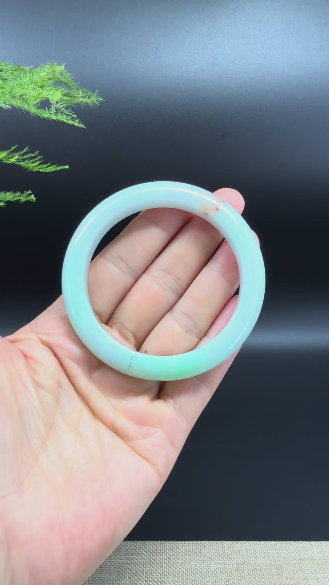 Genuine Burmese Icy Green Jade Jadeite Bangle Bracelet ( 55.6mm )