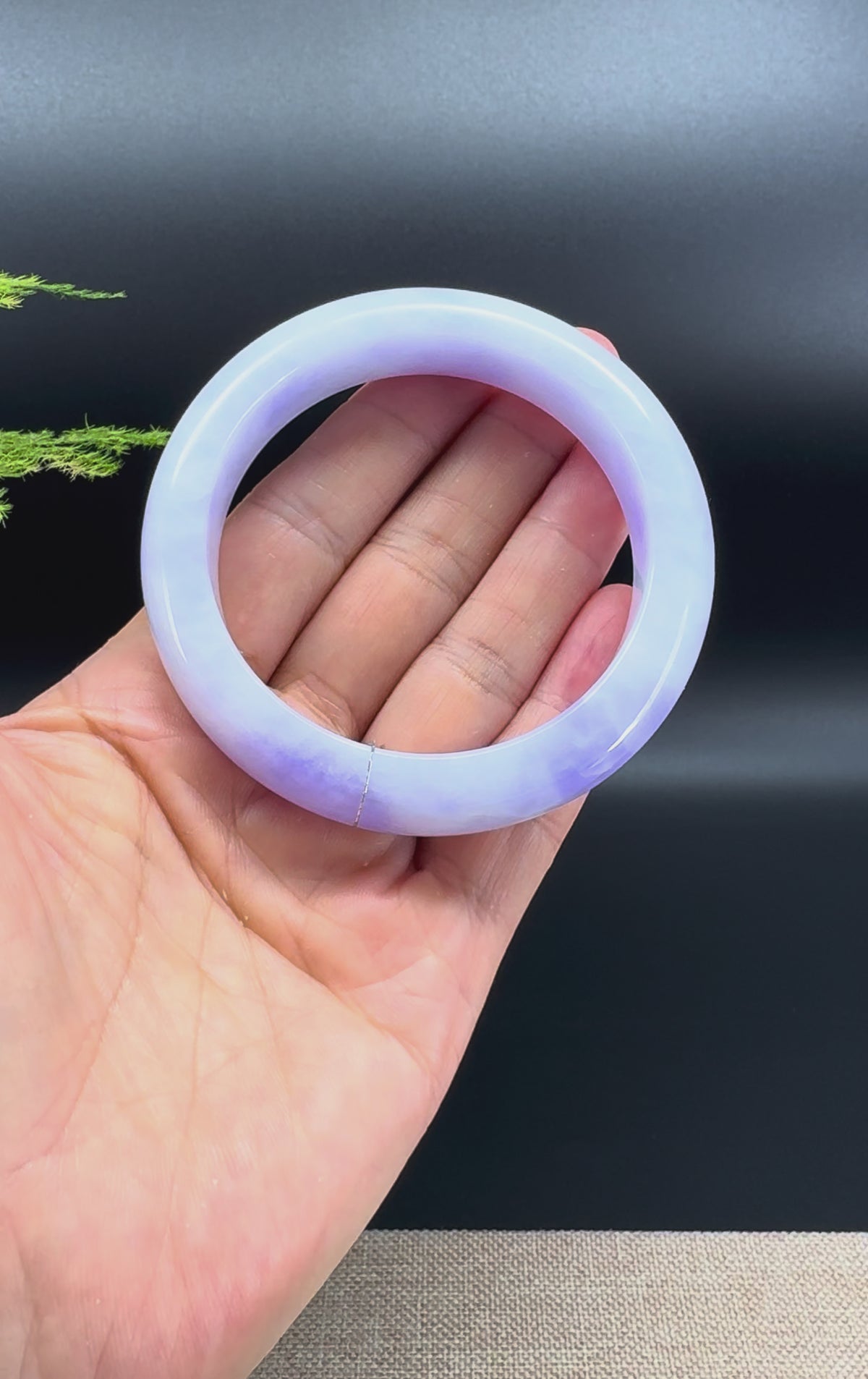 Genuine Burmese Lavender Jadeite Jade Bangle Bracelet (57.6mm)