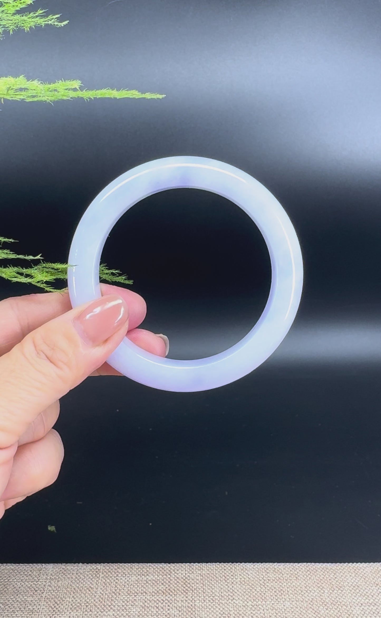 Load and play video in Gallery viewer, Genuine Burmese Lavender Green Jade Jadeite Bangle Bracelet (56.4mm)
