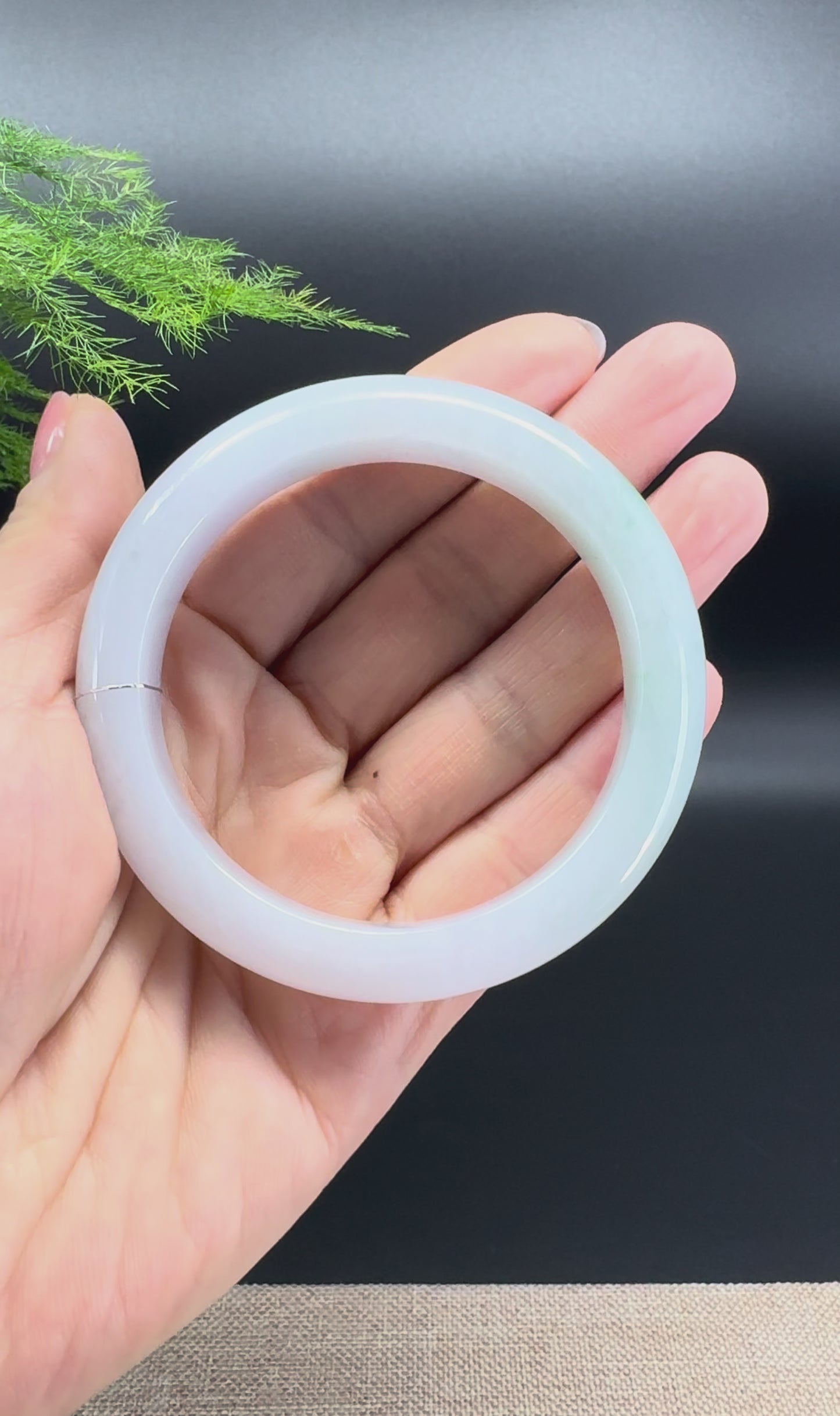 Genuine Burmese Lavender Green Jadeite Jade Bangle Bracelet ( 55.4mm )