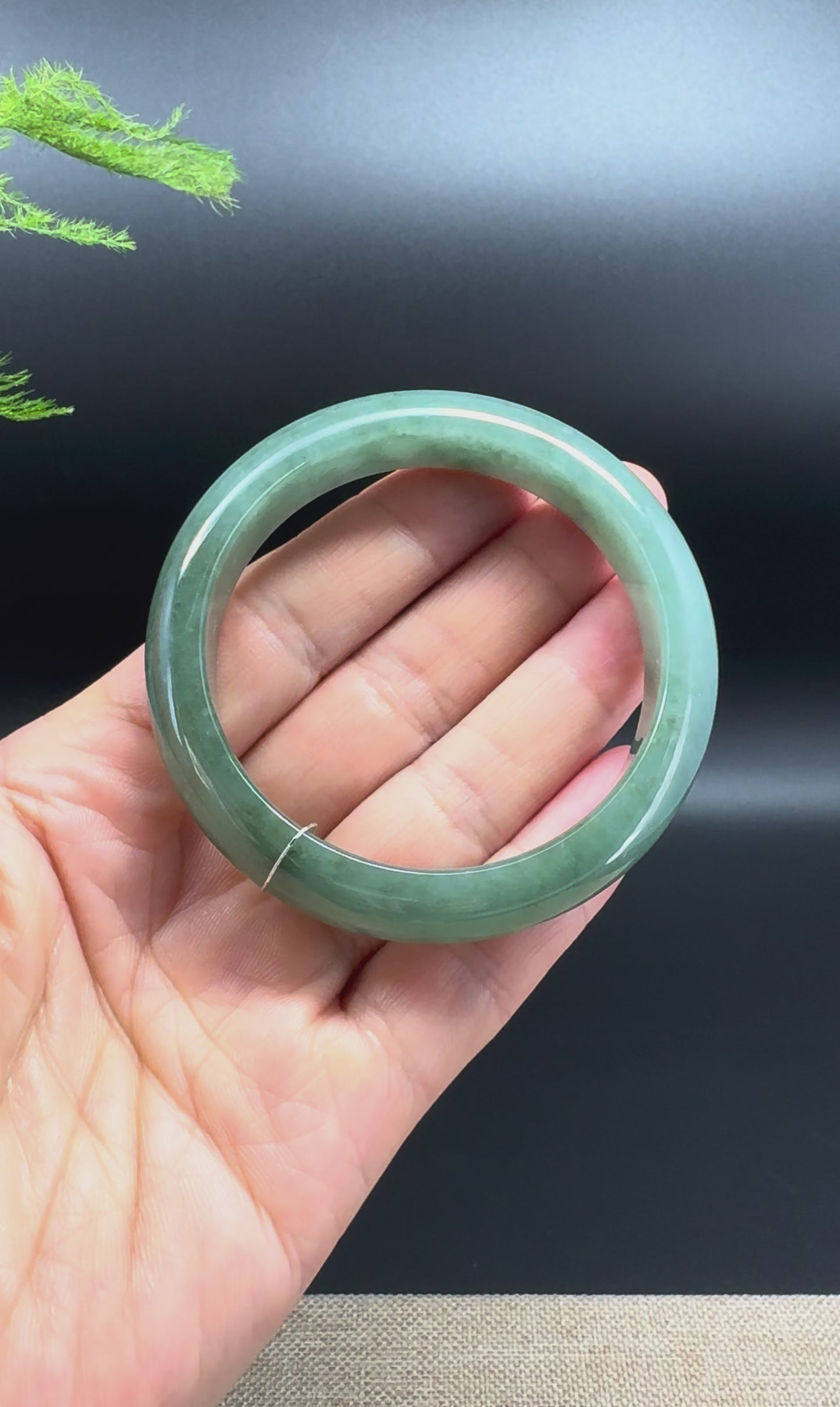 Genuine Burmese Oil Green Jade Jadeite Bangle Bracelet ( 53.8mm )
