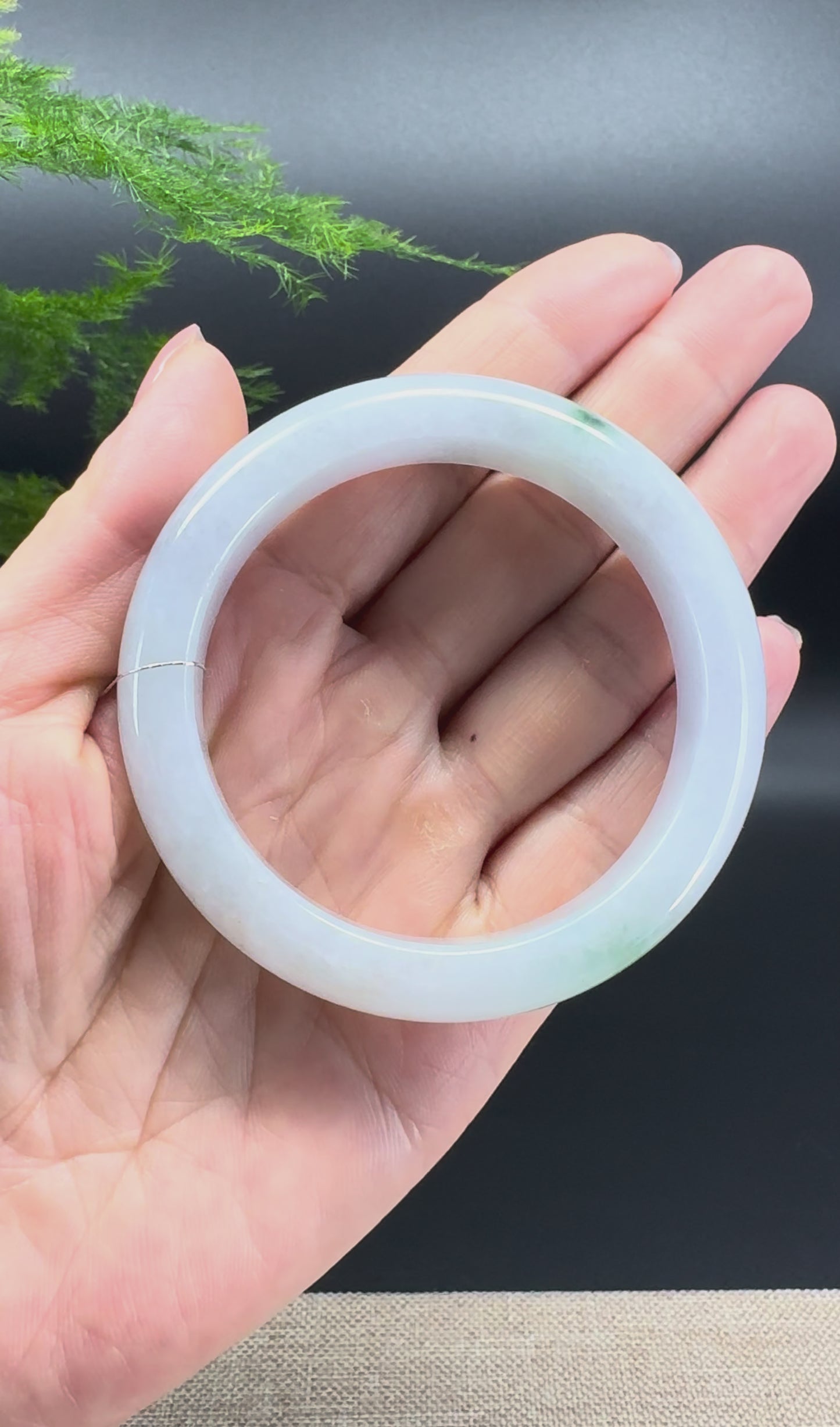 Genuine Burmese Icy Lavender Green Jade Jadeite Bangle Bracelet ( 54.3mm )