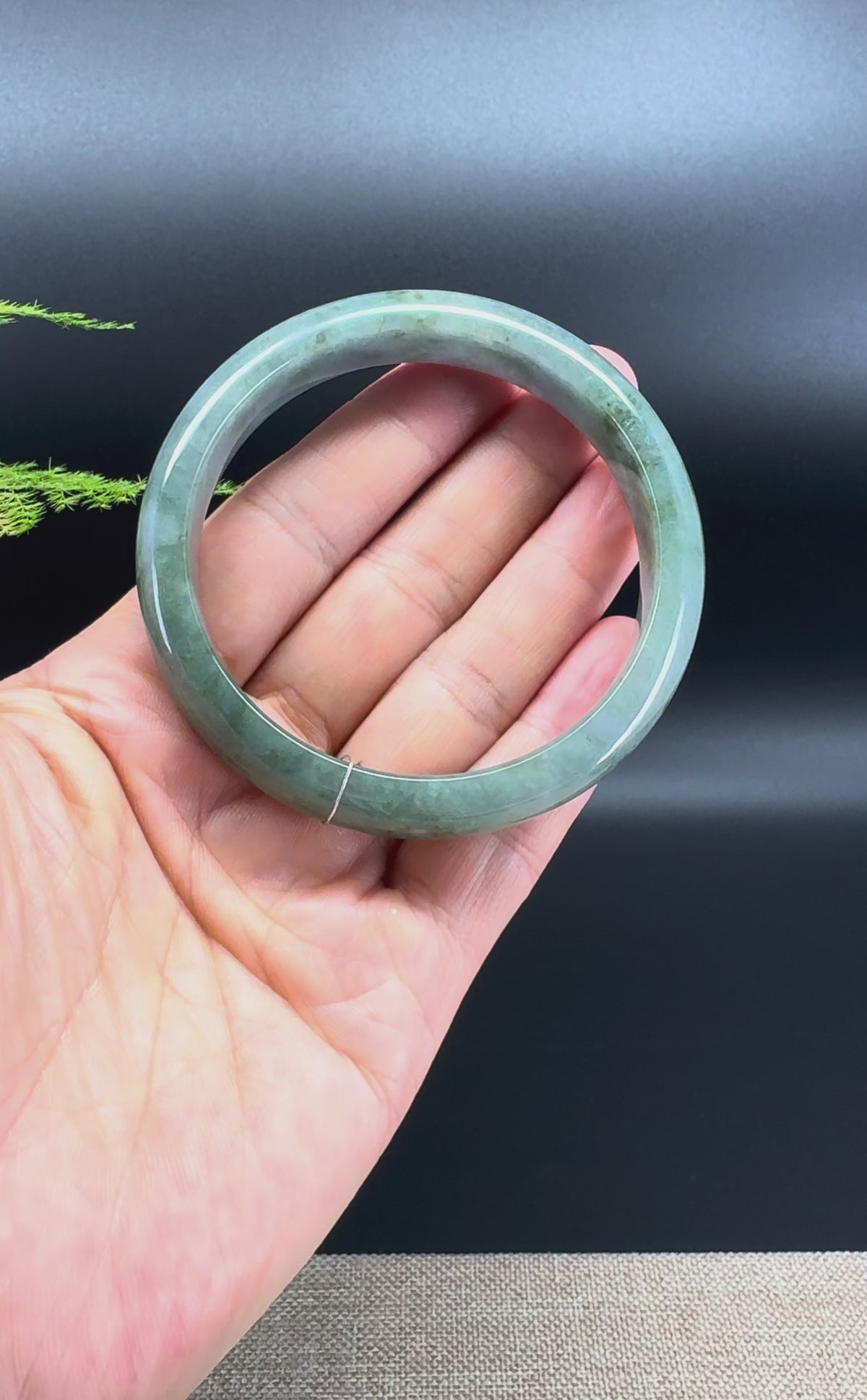 Genuine Burmese Lavender Green Jade Jadeite Bangle Bracelet ( 58.5mm )