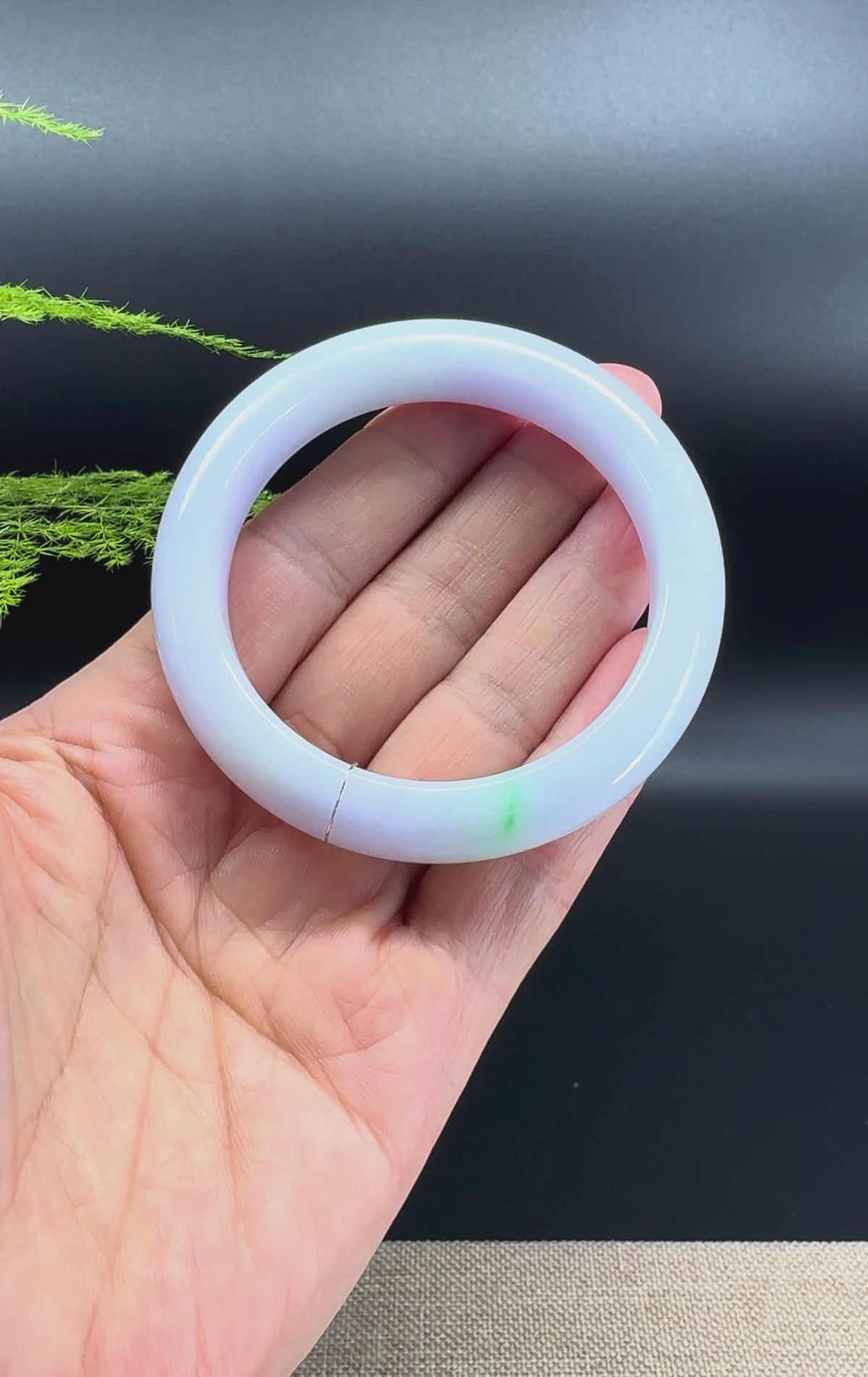 Genuine Burmese Light Lavender Green Jade Jadeite Bangle Bracelet (53mm )