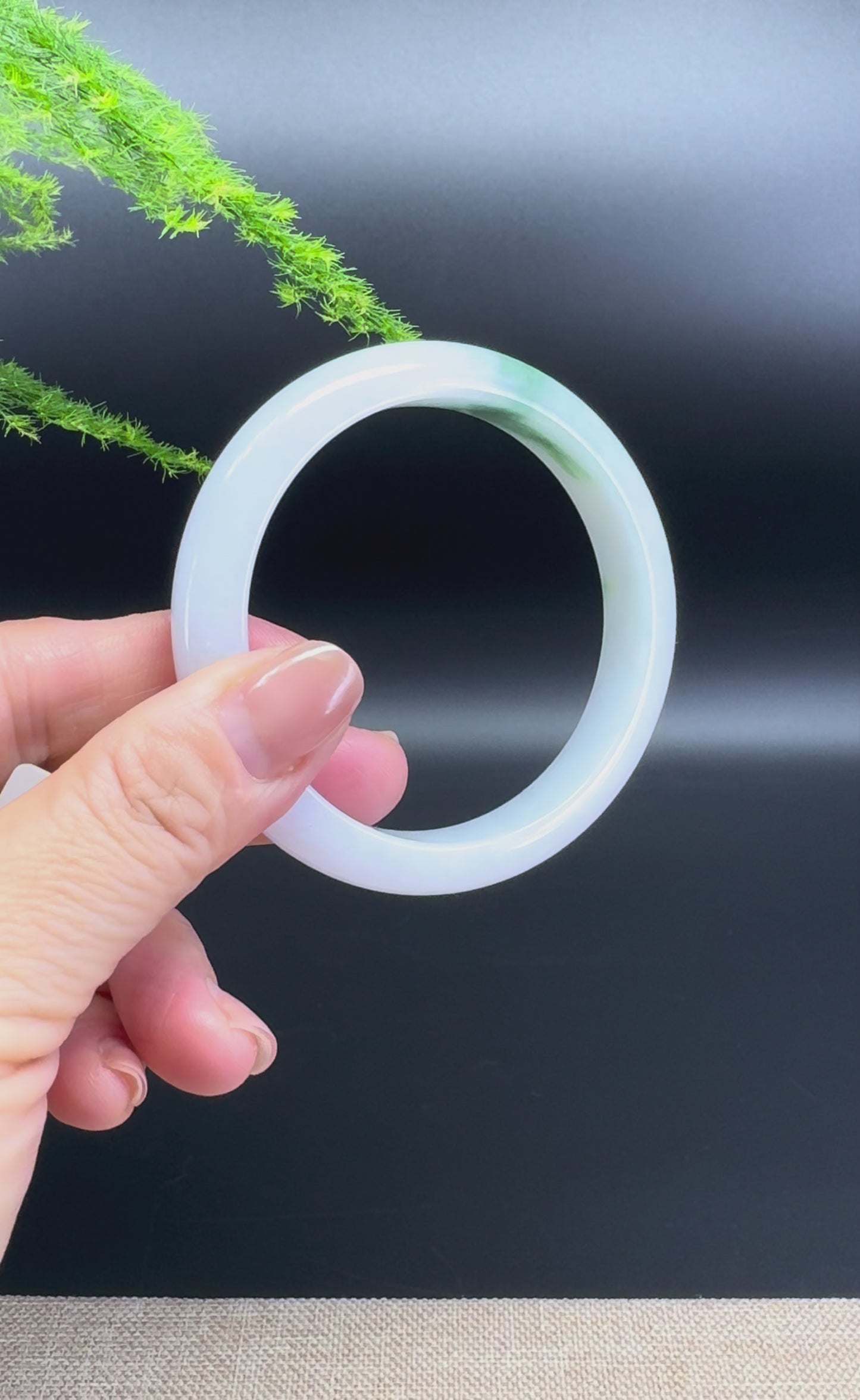 Load and play video in Gallery viewer, Genuine Burmese Lavender Green Jade Jadeite Bangle Bracelet ( 57.3mm )
