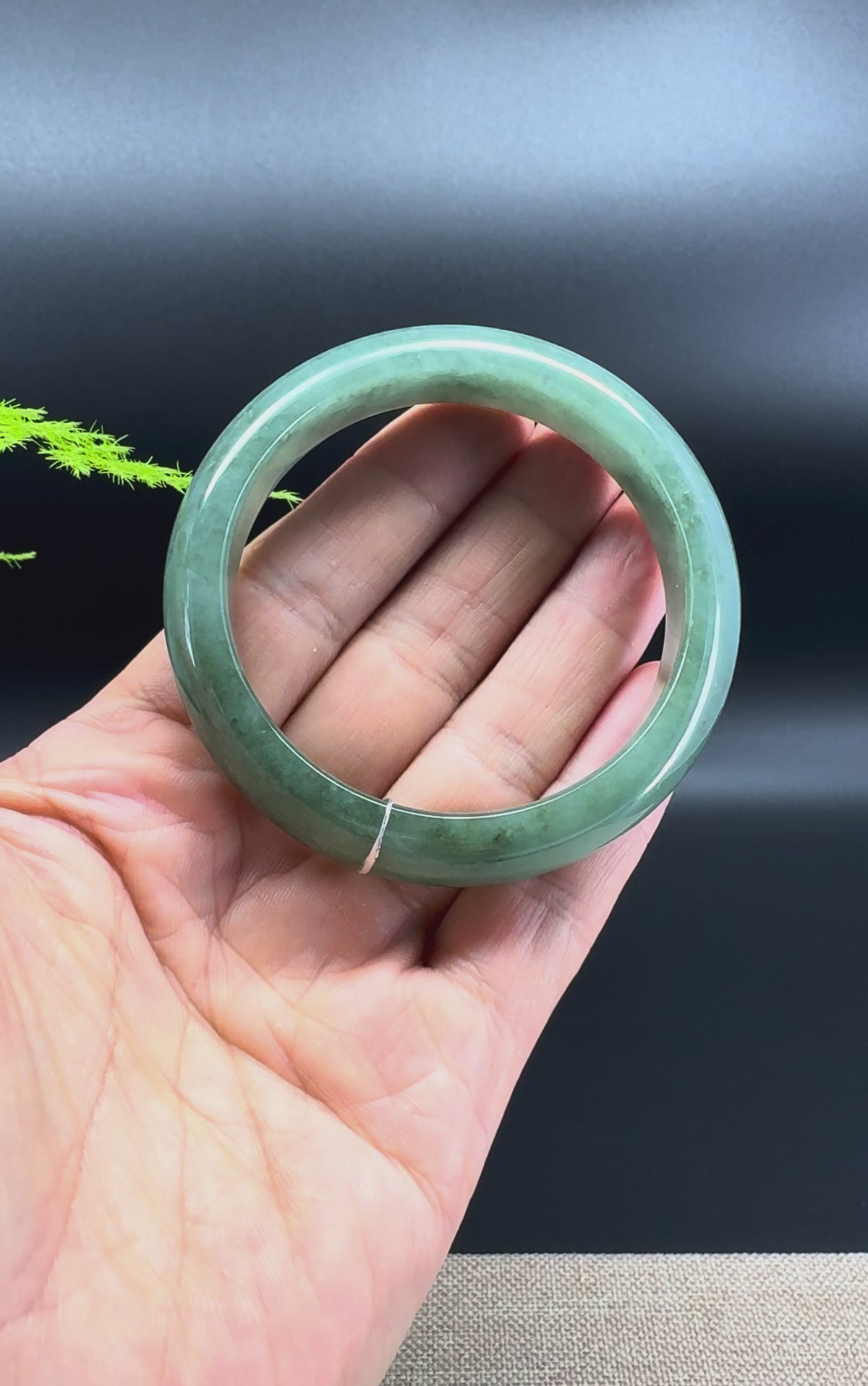 Genuine Burmese Oil Green Jadeite Jade Bangle Bracelet ( 53.8mm )