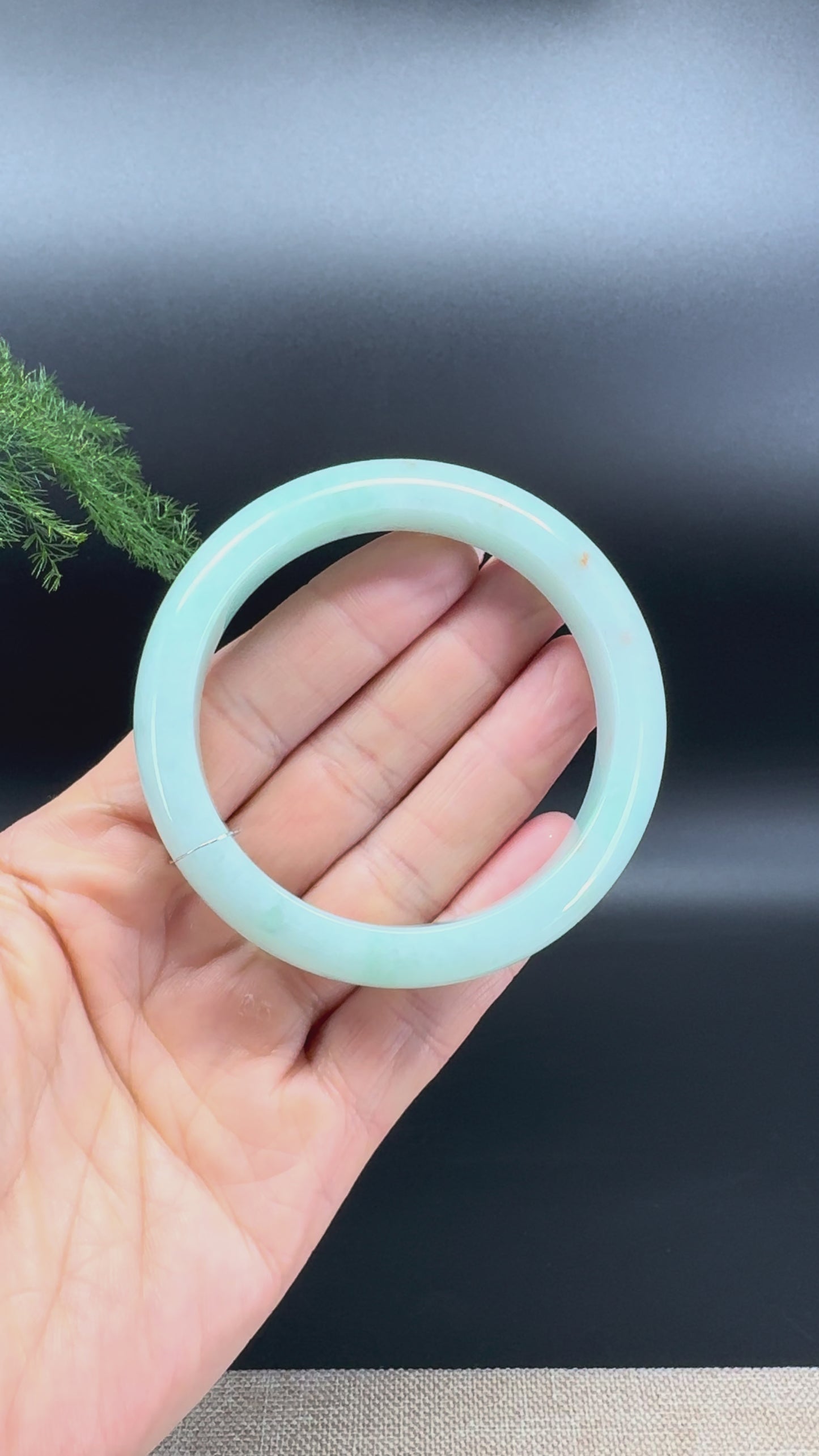 Load and play video in Gallery viewer, Genuine Burmese Icy Green Jade Jadeite Bangle Bracelet ( 55.9mm )
