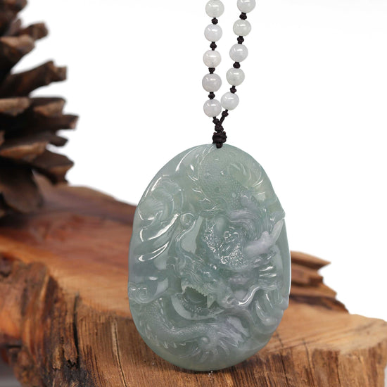 Baikalla™ The Dragon Natural Jadeite Jade Blue Green Pendant Necklace, Real Jade Jewelry, Happy Valley, Oregon