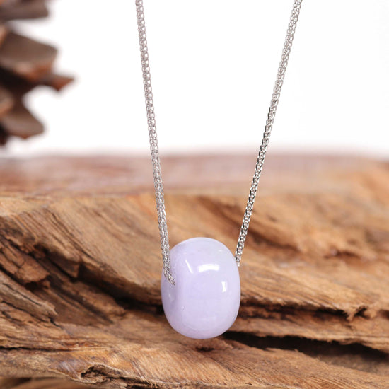 RealJade¨ Co.™ "Good Luck Button" Necklace Real Lavender Jade Lucky KouKou Pendant Necklace