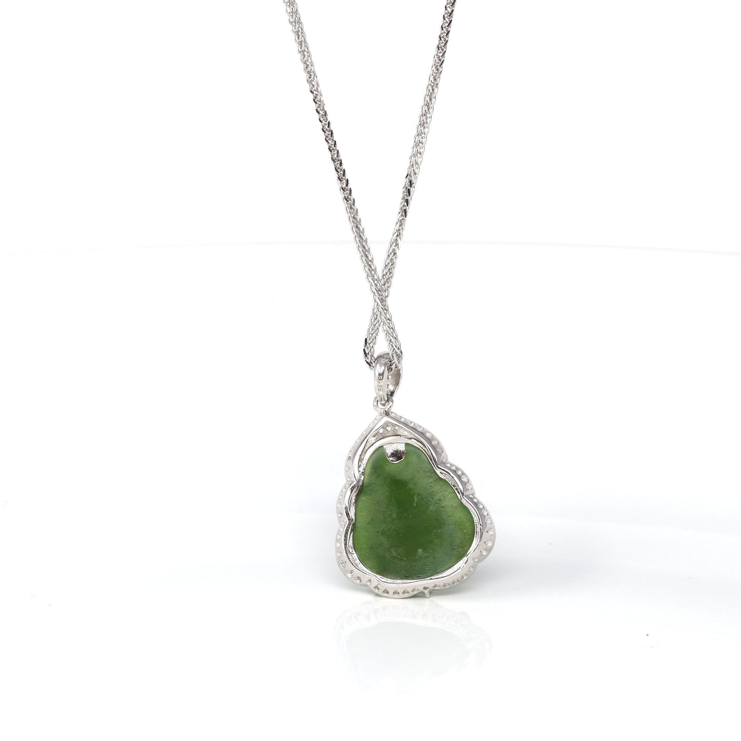 RealJade® Sterling Silver Genuine Nephrite Green Jade Small Buddha Pendant Necklace