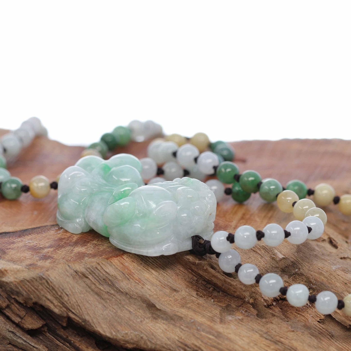 RealJade® Pi Xiu Genuine Burmese Lavender Green Jadeite Jade PiXiu Pendant Necklace (FengShui Lucky)